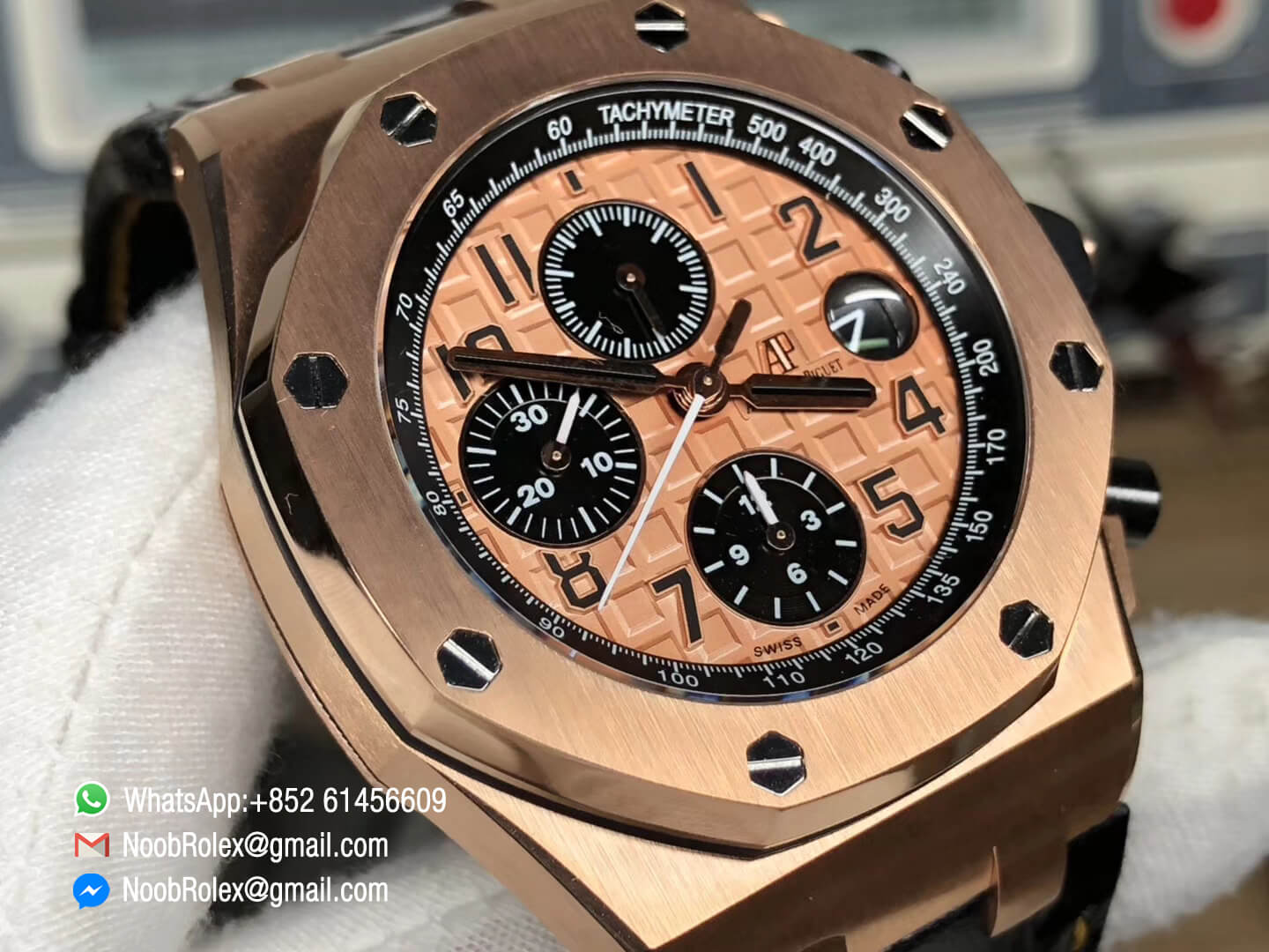AP Royal Oak Offshore 2014 Gold Theme Rose Gold Case on Black Leather Strap A3126 Movement 2018 JF Best Version V2 03
