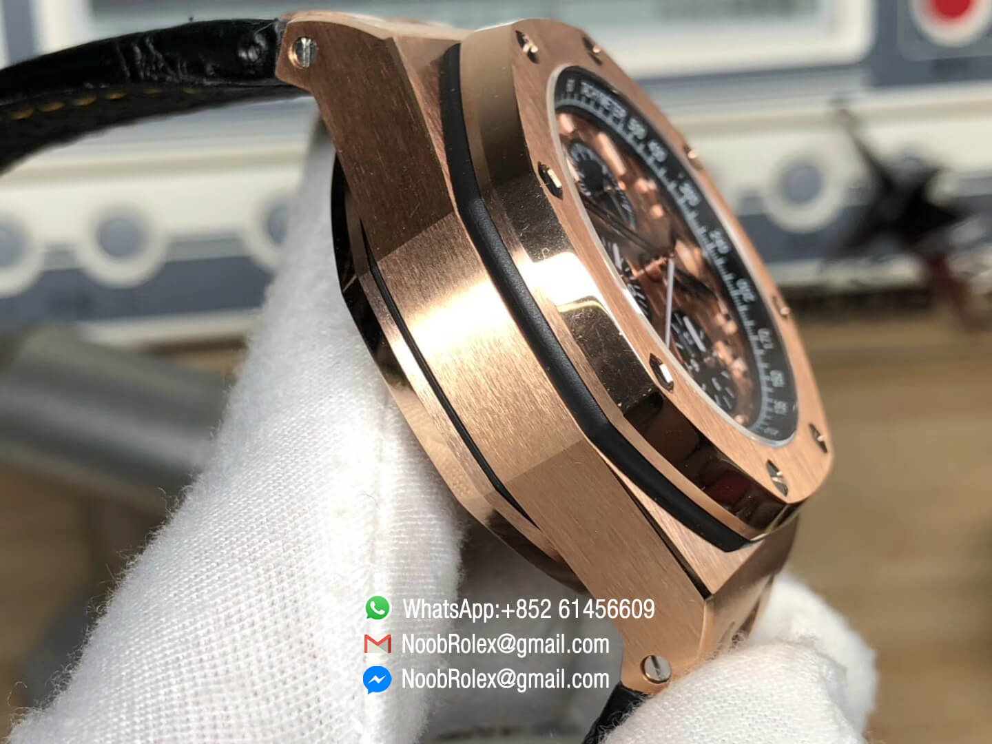 AP Royal Oak Offshore 2014 Gold Theme Rose Gold Case on Black Leather Strap A3126 Movement 2018 JF Best Version V2 04
