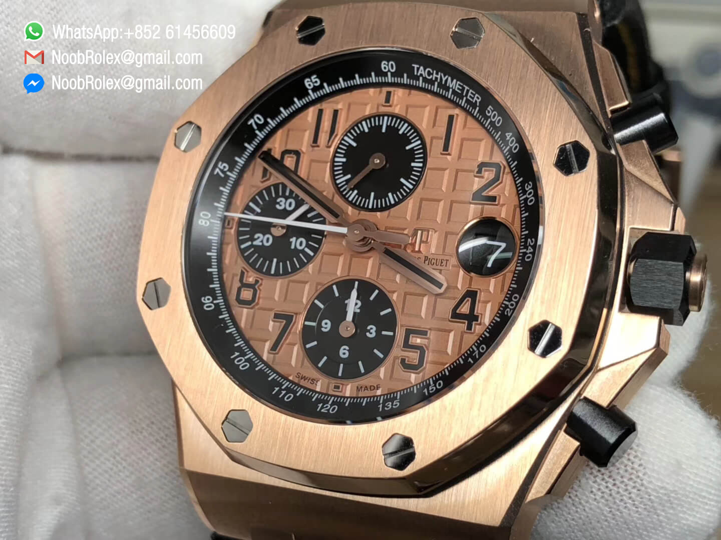 AP Royal Oak Offshore 2014 Gold Theme Rose Gold Case on Black Leather Strap A3126 Movement 2018 JF Best Version V2 05