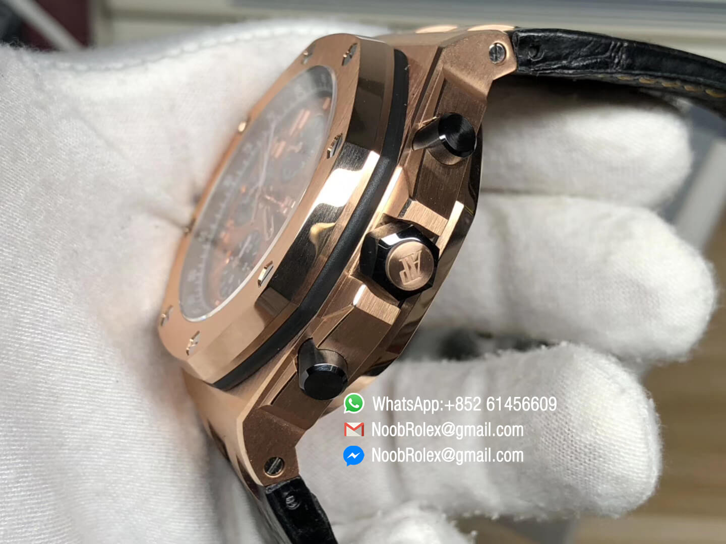 AP Royal Oak Offshore 2014 Gold Theme Rose Gold Case on Black Leather Strap A3126 Movement 2018 JF Best Version V2 06