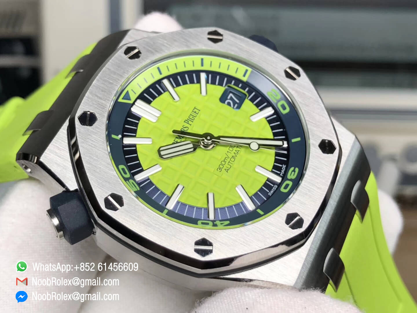 AP Royal Oak Offshore Diver Watch 15710 Green Theme Green Dial Steel Case on XS Rubber Strap A3120 JF Top Clone Best Edition 03