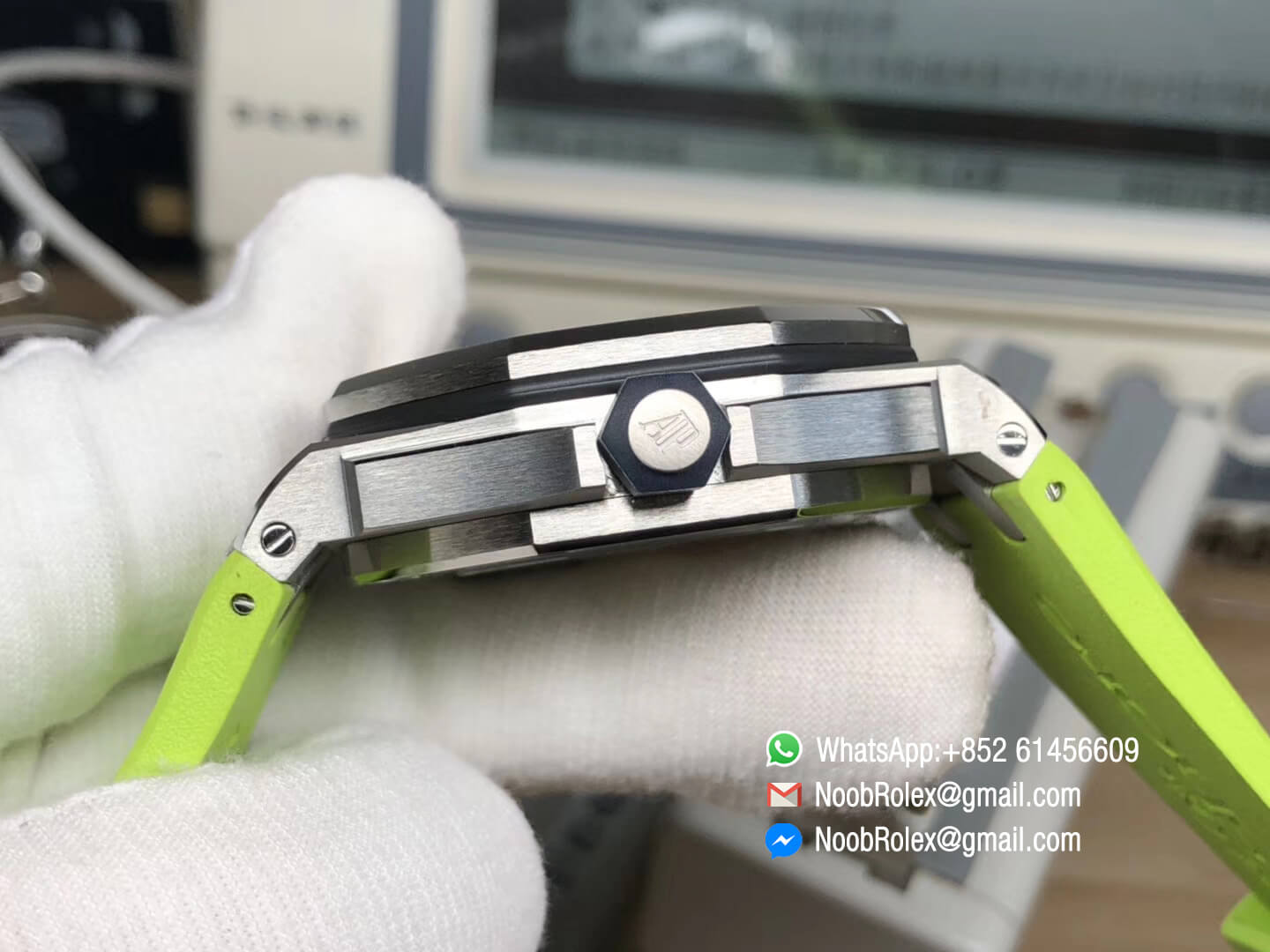 AP Royal Oak Offshore Diver Watch 15710 Green Theme Green Dial Steel Case on XS Rubber Strap A3120 JF Top Clone Best Edition 07