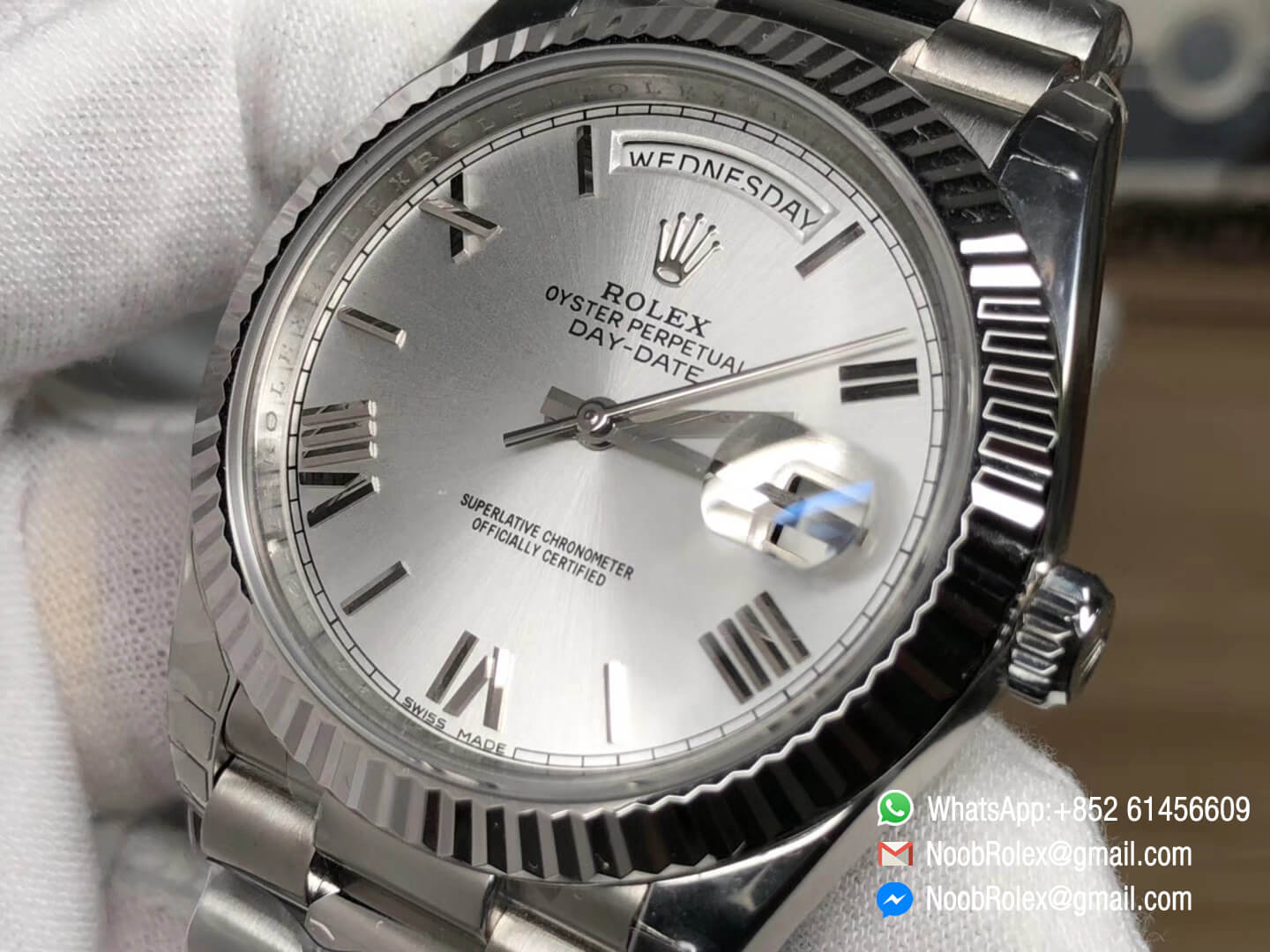 Day Date 40 228239 316L Stainless Steel Case Silver Dial Roman Markers on President Bracelet A3255 Movement Noob Best Edition 05