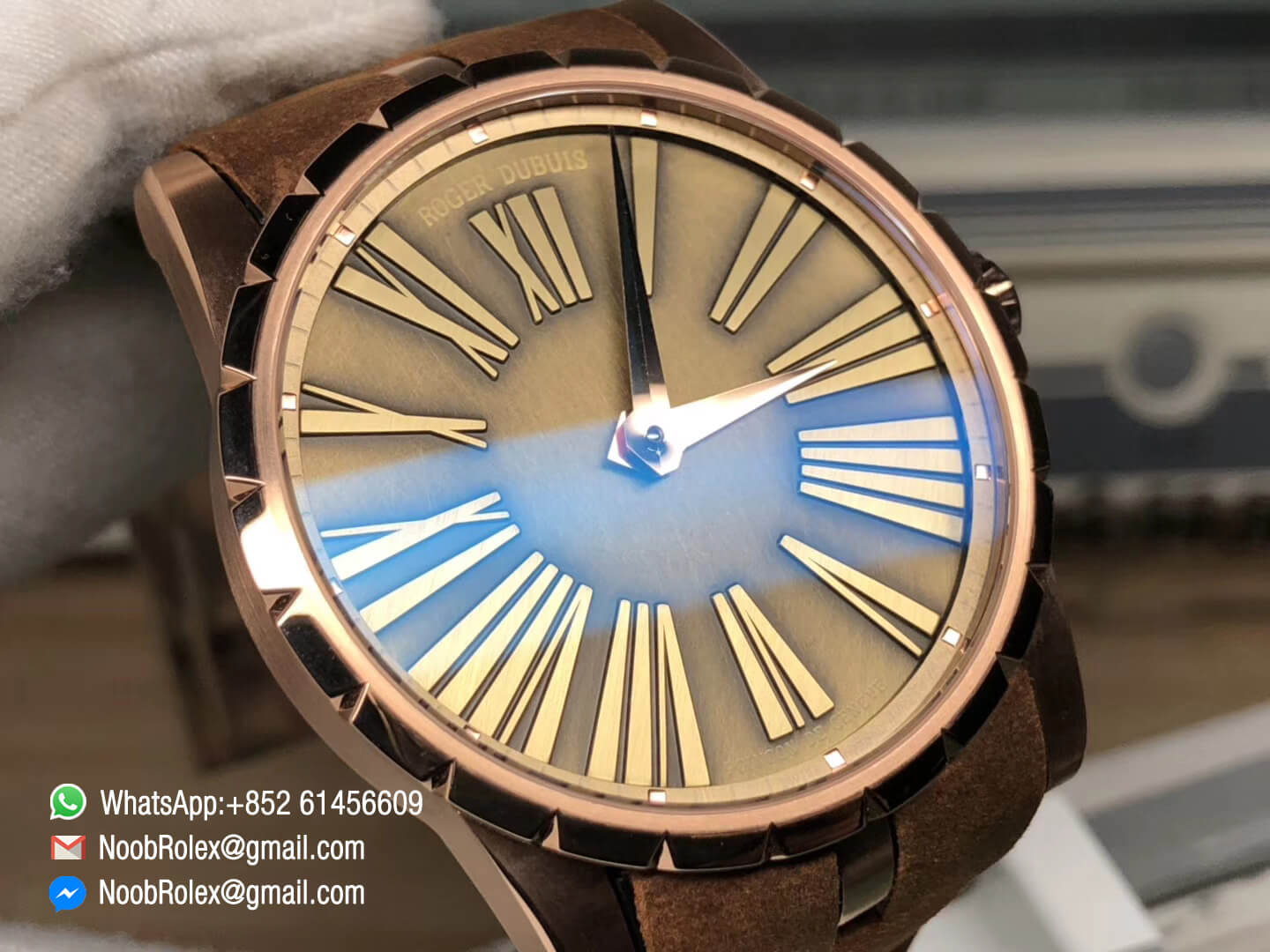 Excalibur 42mm Dbex0050 Rose Gold Case RDF Best Edition Brown Dial on Brown Leather Strap A830 Micro Rotor Movement 03