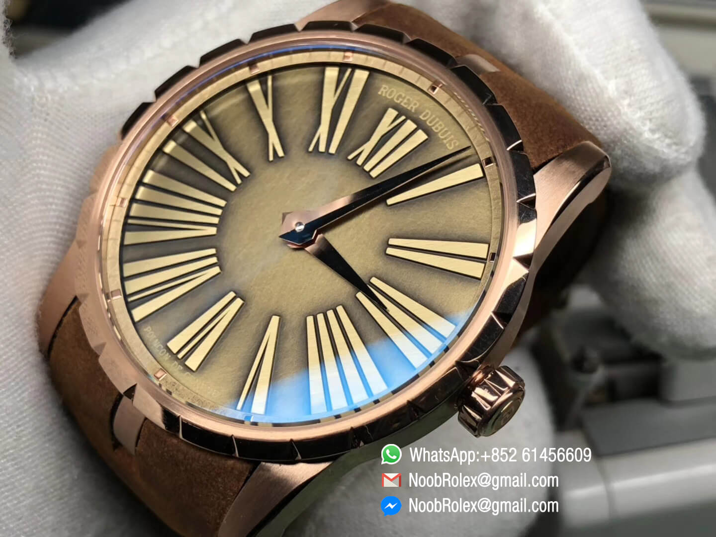 Excalibur 42mm Dbex0050 Rose Gold Case RDF Best Edition Brown Dial on Brown Leather Strap A830 Micro Rotor Movement 05