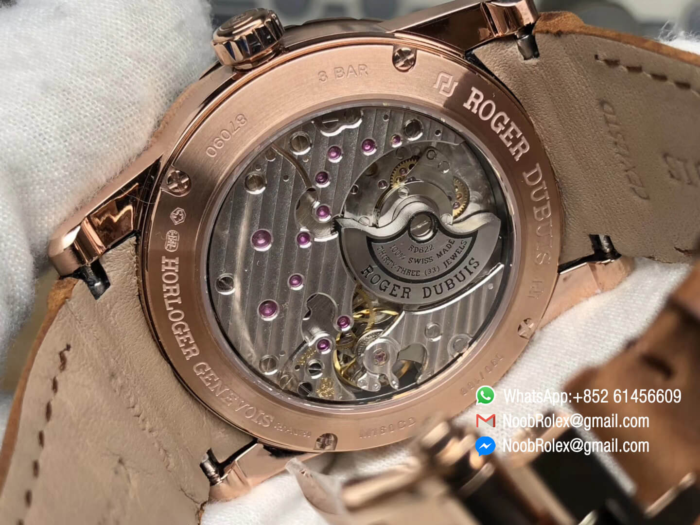 Excalibur 42mm Dbex0050 Rose Gold Case RDF Best Edition Brown Dial on Brown Leather Strap A830 Micro Rotor Movement 07