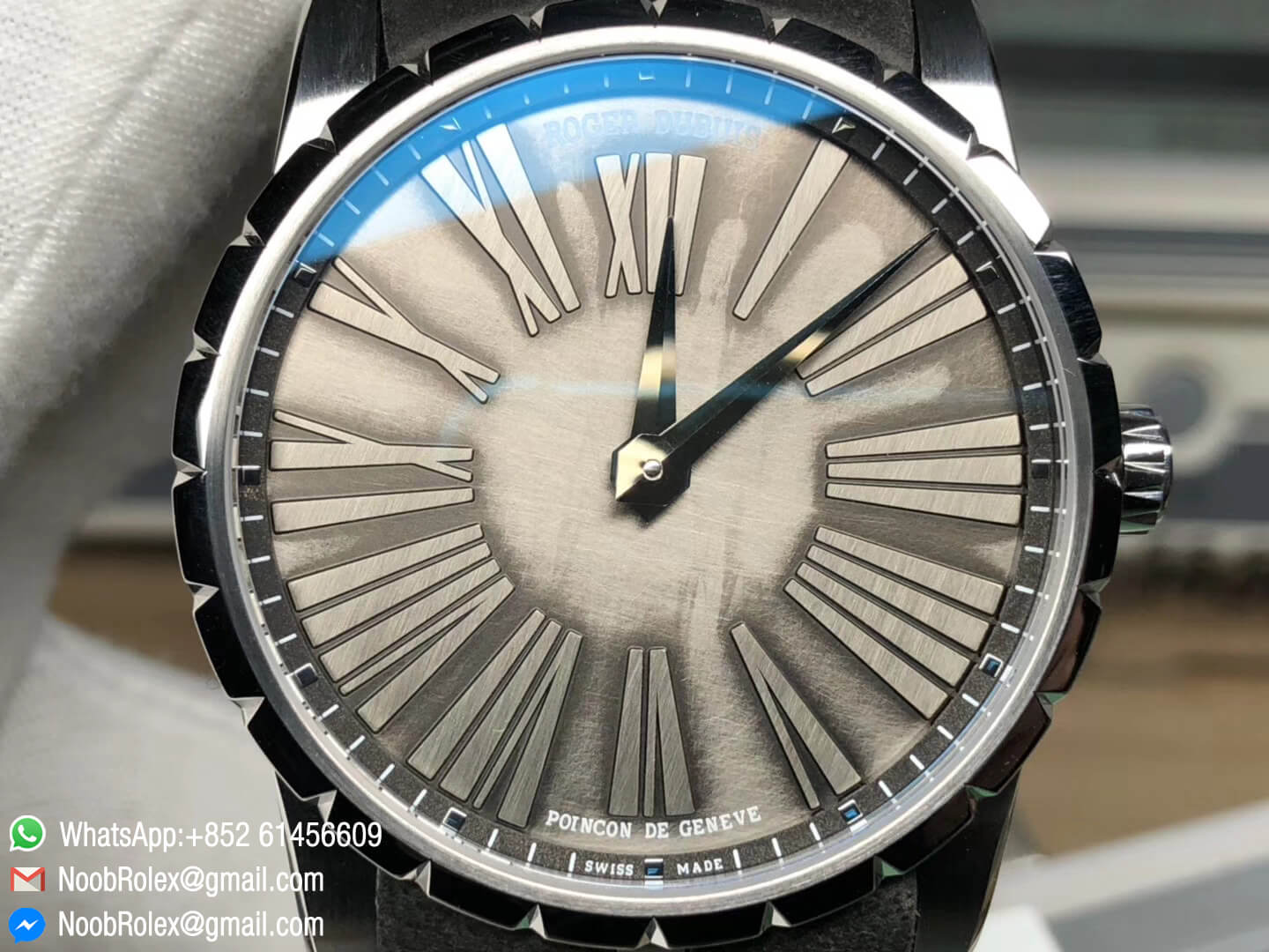 Excalibur 42mm Dbex0050 Stainless Steel Gray Dial on Gray Leather Strap A830 with Micro Rotor RD Factory Top Clone Watch 02