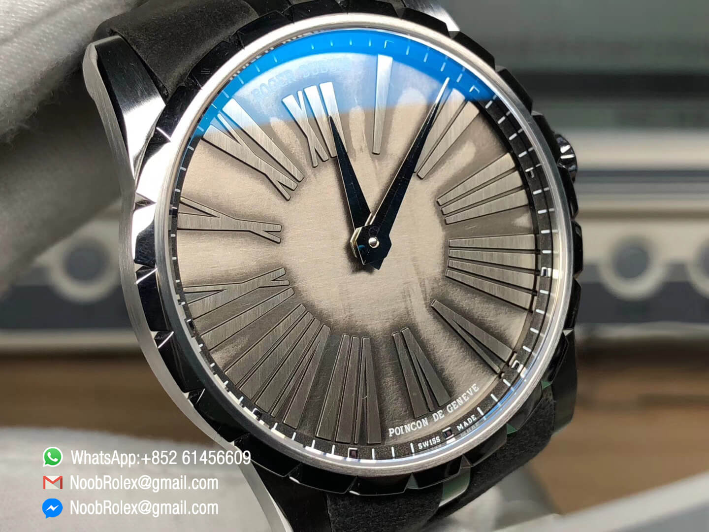 Excalibur 42mm Dbex0050 Stainless Steel Gray Dial on Gray Leather Strap A830 with Micro Rotor RD Factory Top Clone Watch 03