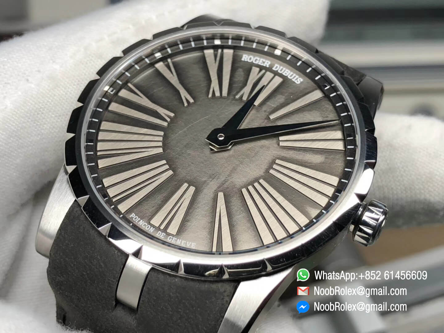 Excalibur 42mm Dbex0050 Stainless Steel Gray Dial on Gray Leather Strap A830 with Micro Rotor RD Factory Top Clone Watch 05