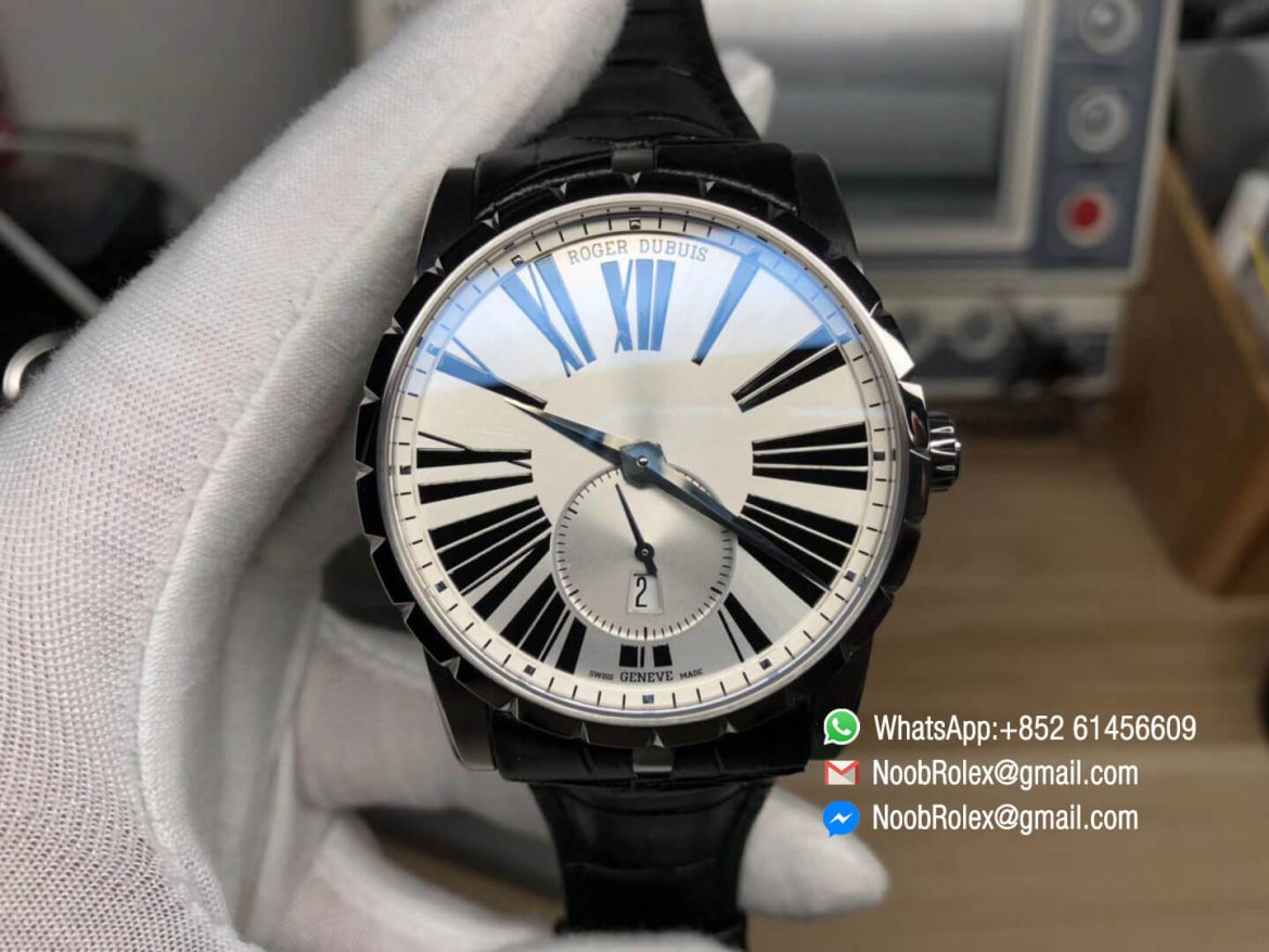 Excalibur 42mm Horloger Genevois Dbex0536 SS Silver Dial on Black Leather Strap A830 RDF Best Edition Top Rep Watch 01