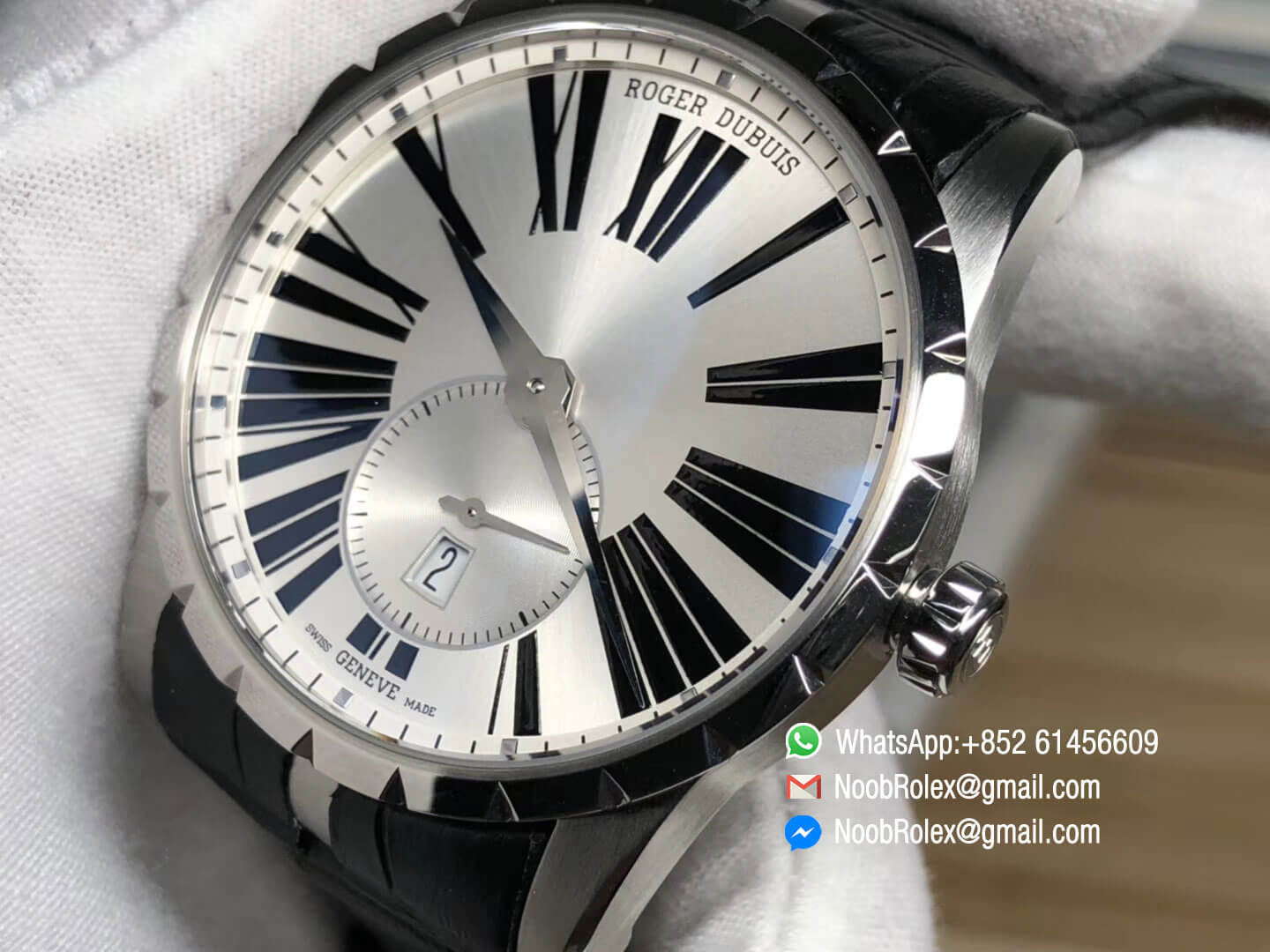 Excalibur 42mm Horloger Genevois Dbex0536 SS Silver Dial on Black Leather Strap A830 RDF Best Edition Top Rep Watch 05