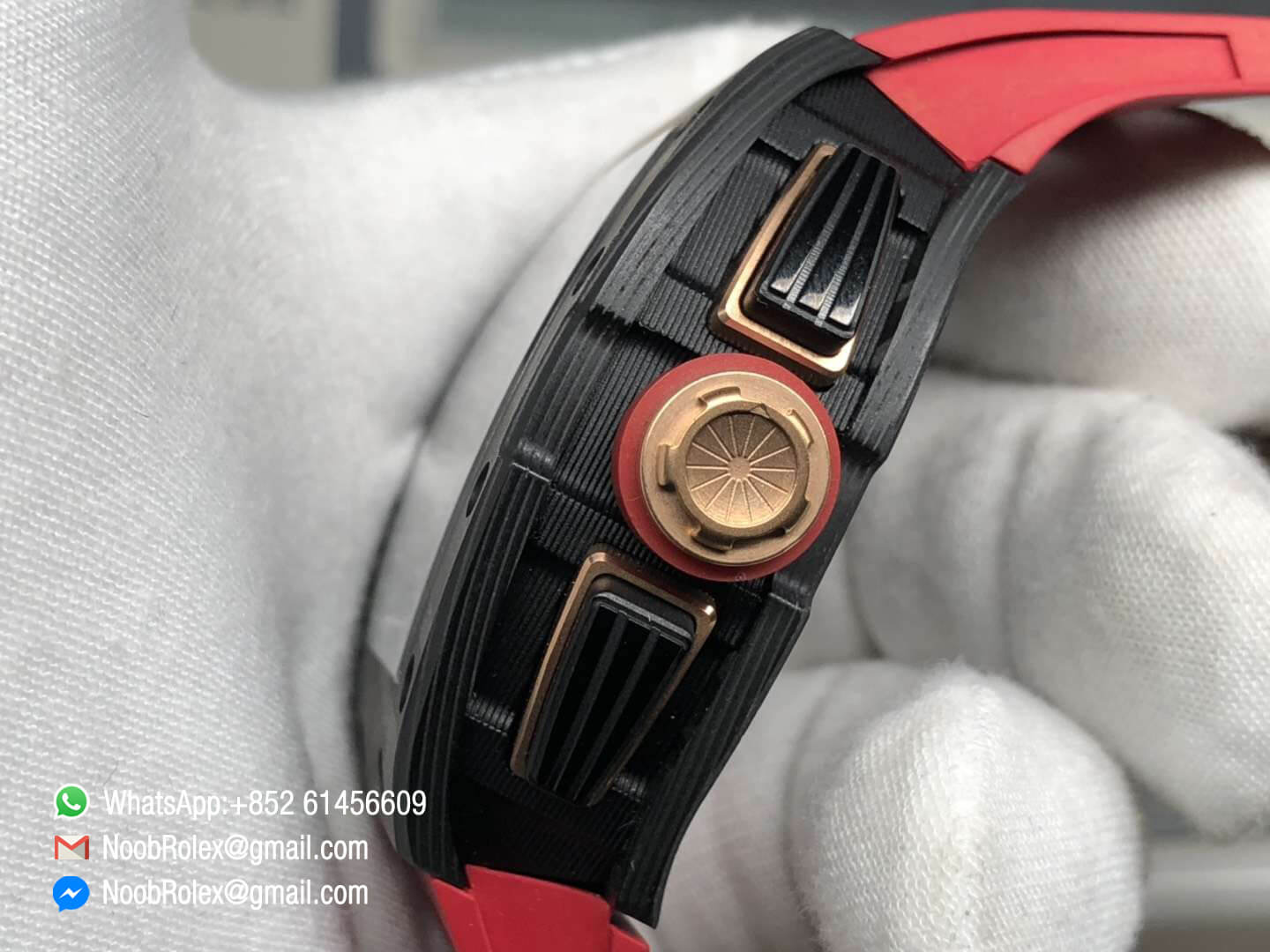 RM011 Lotus F1 Team Limitied Edition Carbon Case Chronograph KVF Best Edition Crystal Skeleton Dial Red on Red Rubber Strap A7750 07