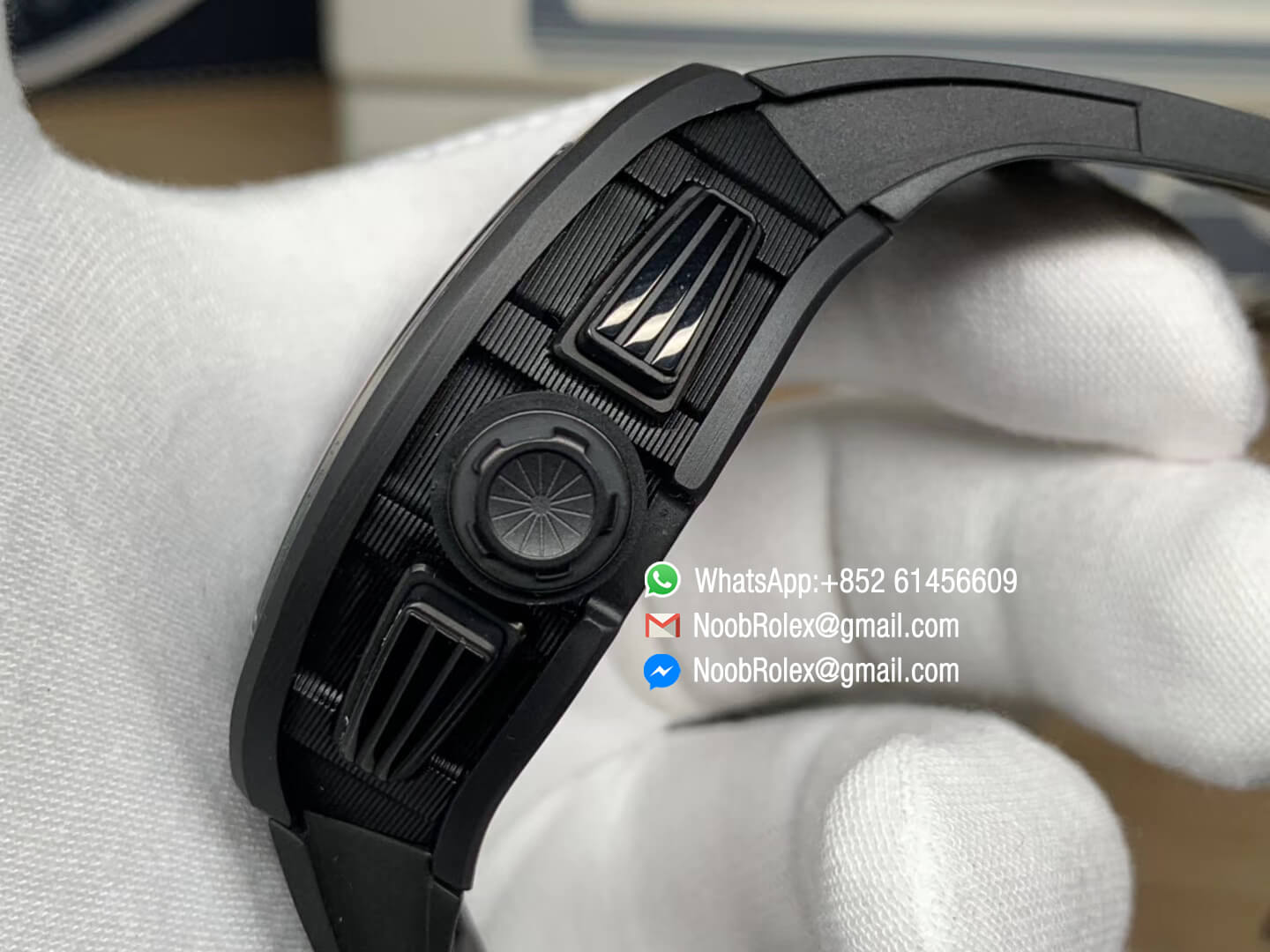 RM011 Real Ceramic Case Chronograph Rep Watch Crystal Skeleton Dial Black on Black Rubber Strap A7750 KVF Top Level Quality 07