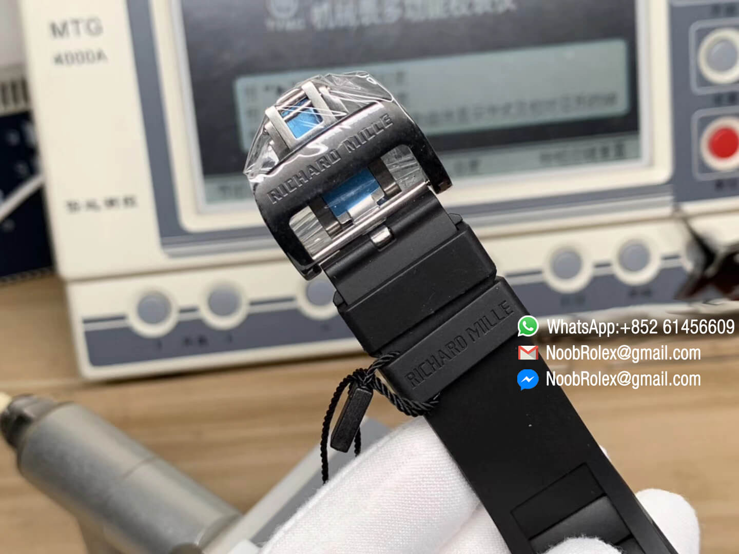 RM011 Real Ceramic Case Chronograph Rep Watch Crystal Skeleton Dial Black on Black Rubber Strap A7750 KVF Top Level Quality 09