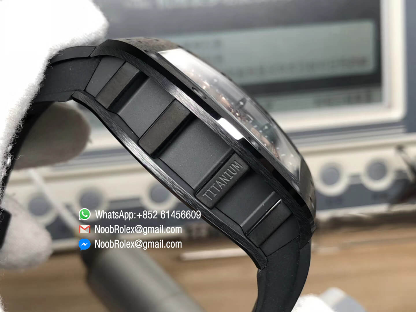 RM052 Titanium Case Gold Skull Skeleton Dial Black Rubber Strap MIYOTA 8215 Movement 08