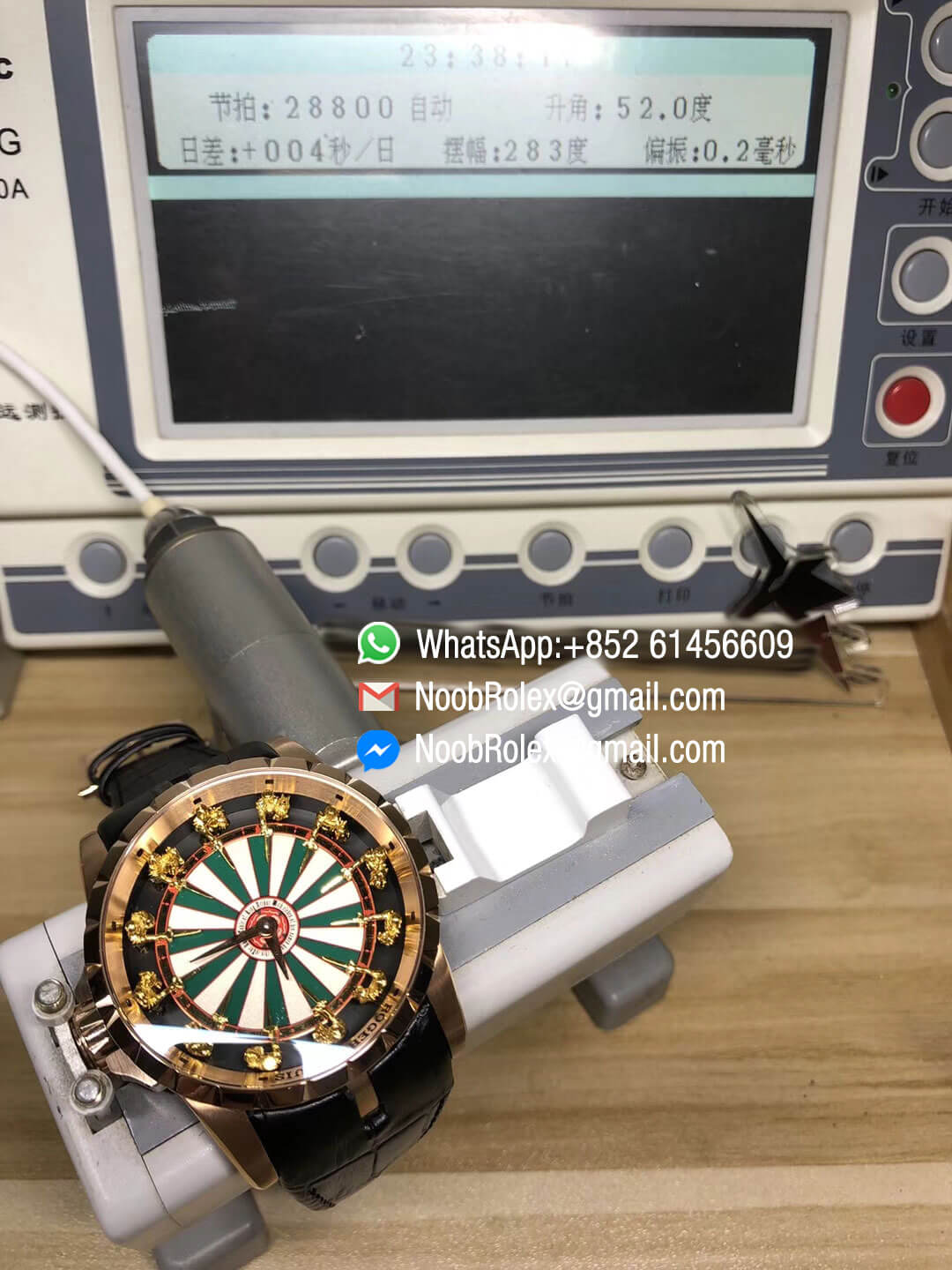 Roger D Excalibur Knights of the Round Table II Rose Gold Case Checkerboard Dial on Black Leather Strap MIYOTA 6T15 09