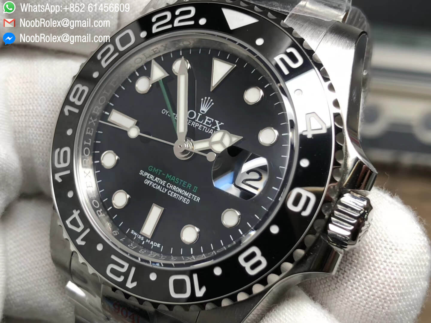 GMT-Master II 116710LN 904L Steel Black Dial Green ...