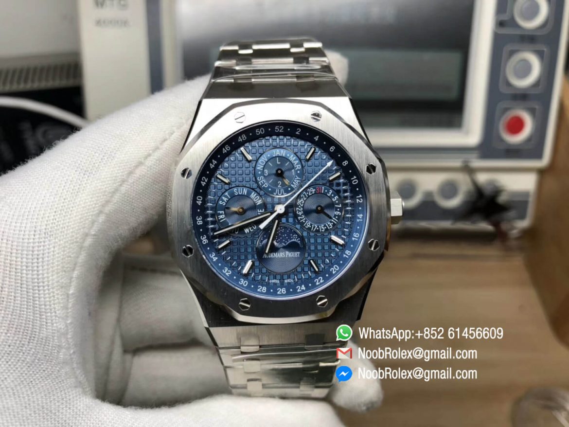 Royal Oak 41mm Complicated Function 26574 Stainless Steel Case Bracelet Blue Textured Dial A5134 JF Best Edition 01