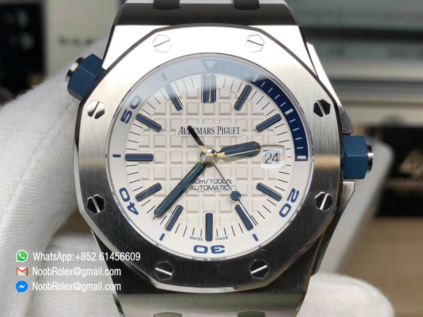 Royal Oak Offshore Diver 2017 White Dial White Rubber Strap AP 15710 on A3120 JF Best Quality Top Level Clone 02