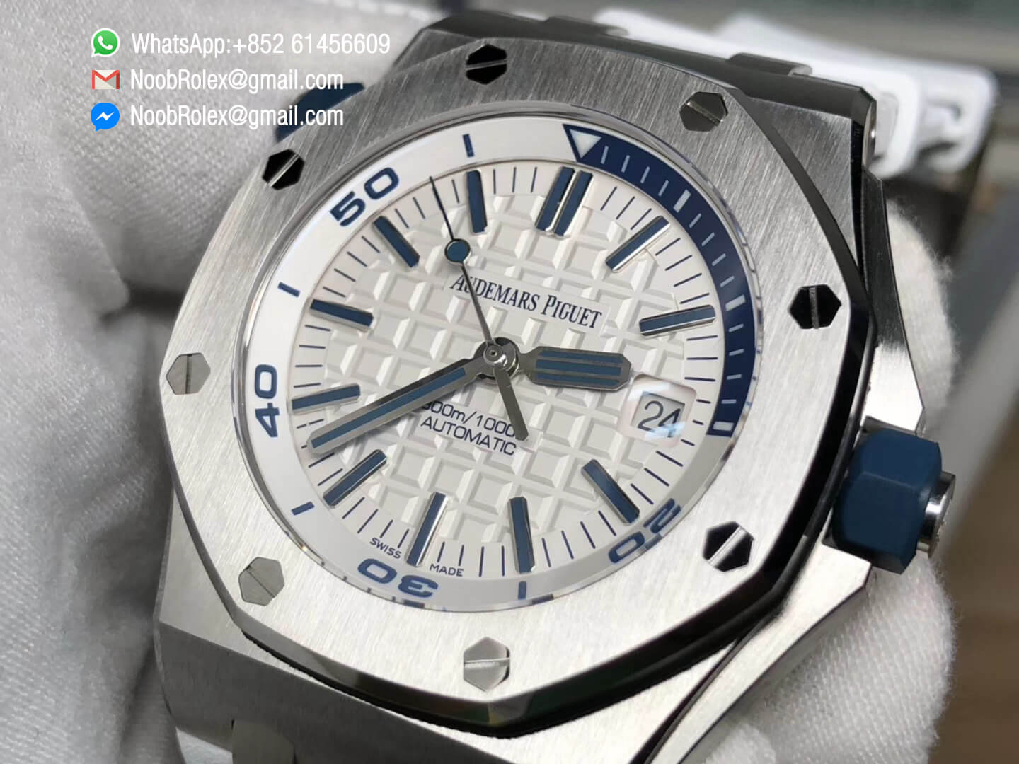 Royal Oak Offshore Diver 2017 White Dial White Rubber Strap AP 15710 on A3120 JF Best Quality Top Level Clone 05
