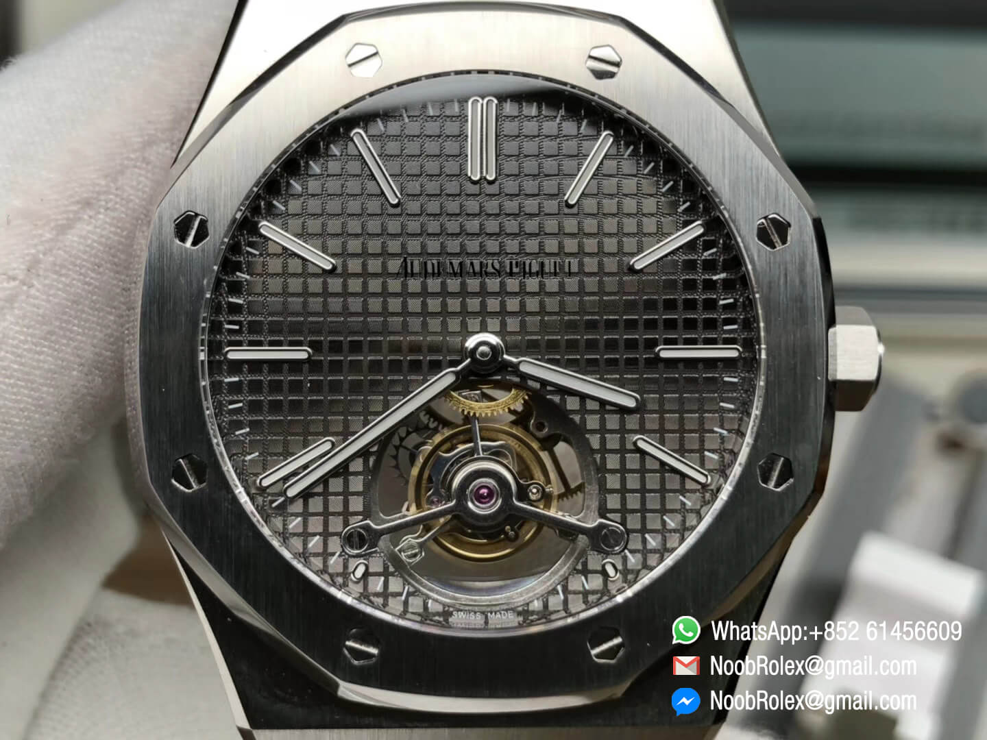 Royal Oak Tourbillon Extra thin Stainless Steel Case Gray Textured Dial Hand winding Movement on Steel Bracelet JF Top Clone Best Edition 02