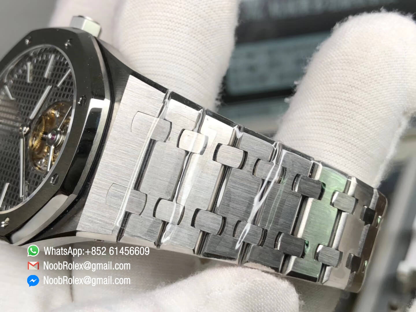 Royal Oak Tourbillon Extra thin Stainless Steel Case Gray Textured Dial Hand winding Movement on Steel Bracelet JF Top Clone Best Edition 07