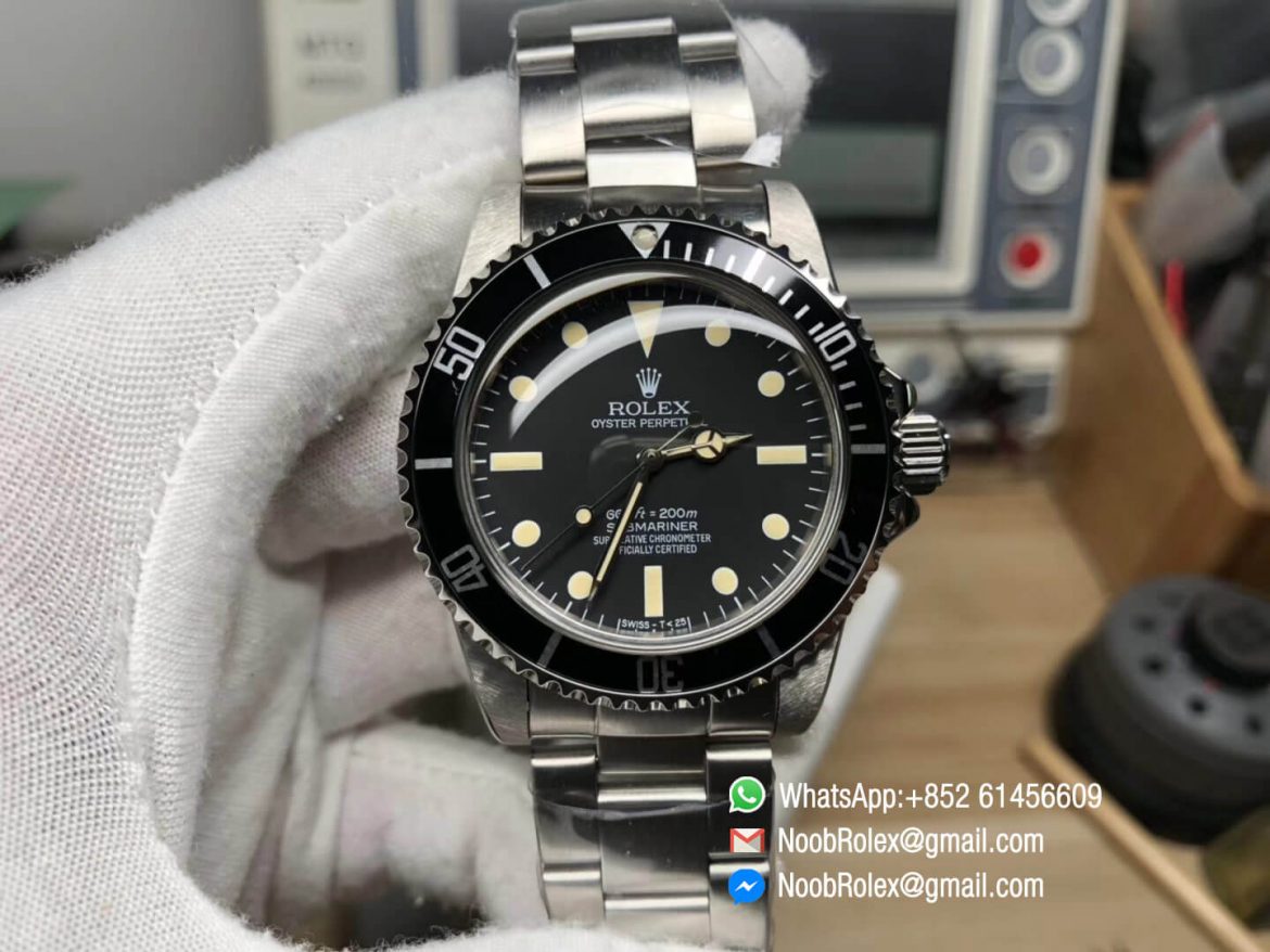 Vintage Submariner No Date Stainless Steel Black Dial Bracelet Plexi Plastic Crystal on Asian 2836 Movement 01