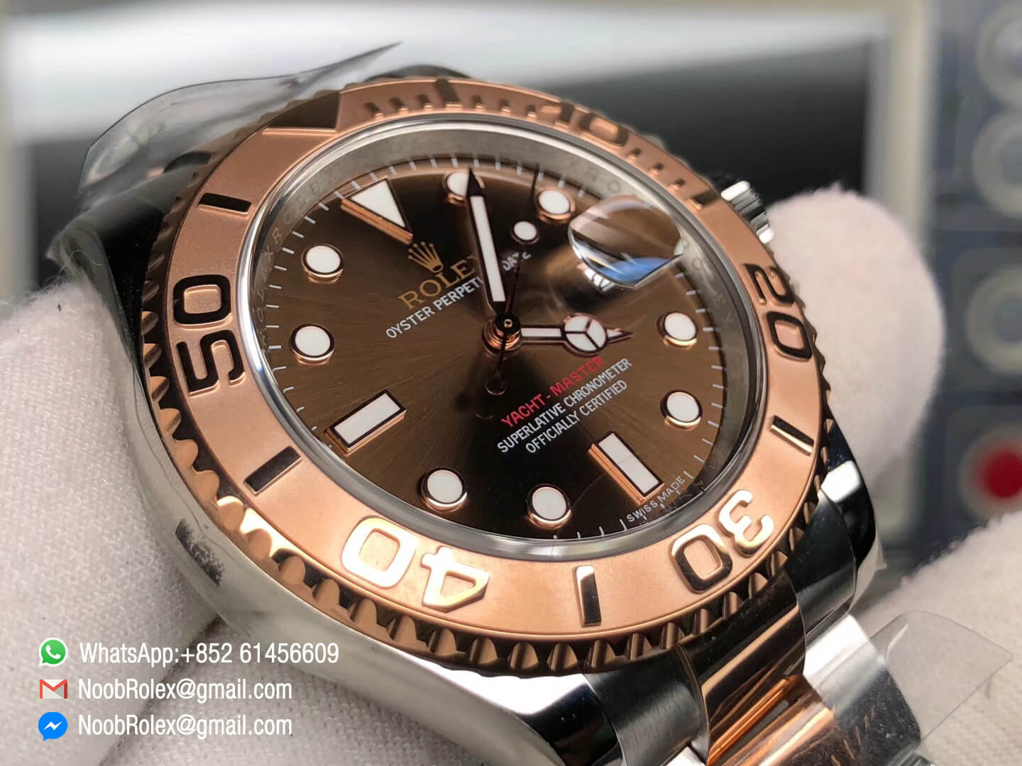 Yacht Master 116621 Rose Gold Wrapped Bezel Brown Dial Steel and Rose Gold Bracelet SA3135 GMF Best Edition Top Quality Rep Wristwatch 03
