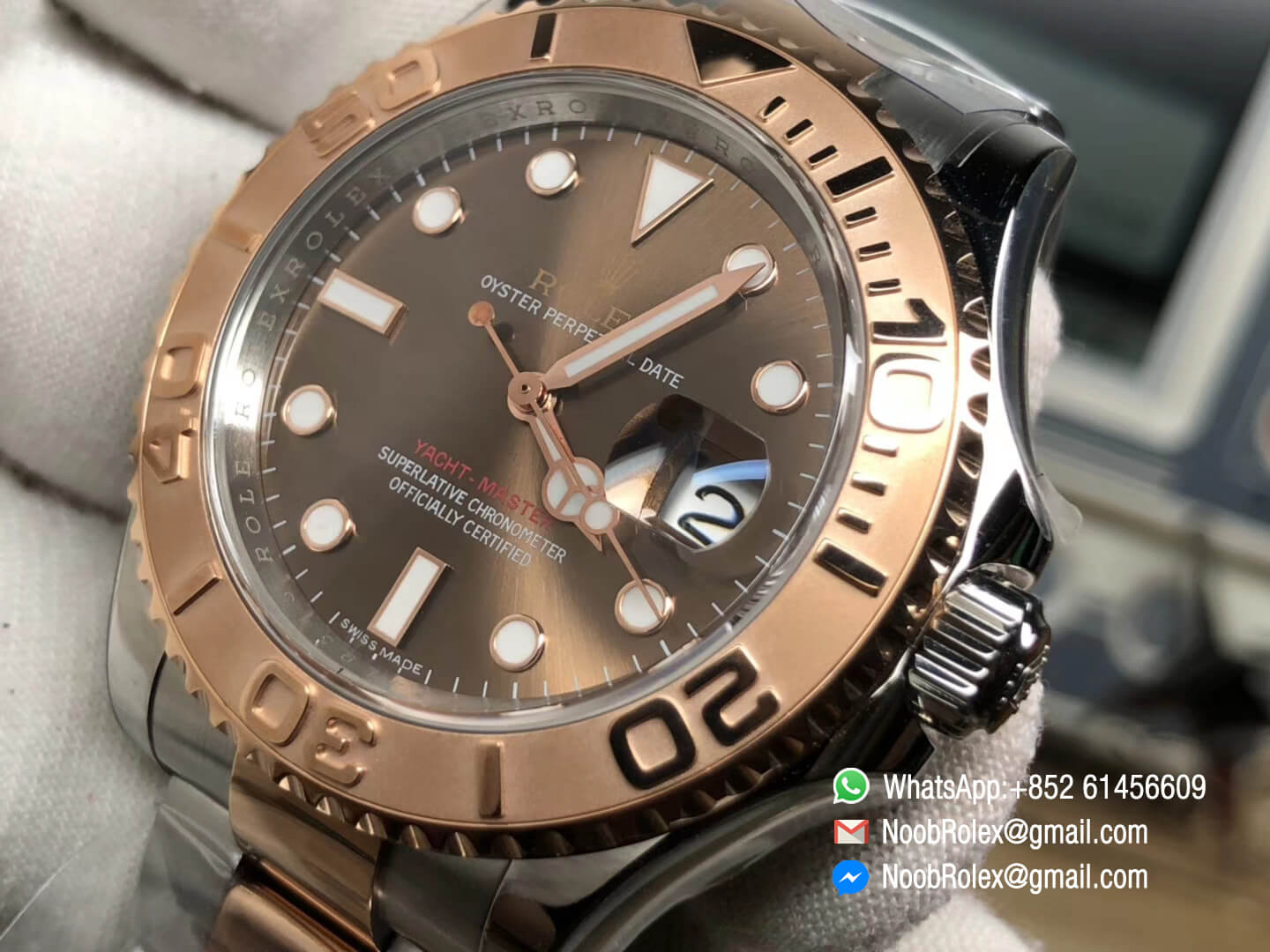 Yacht Master 116621 Rose Gold Wrapped Bezel Brown Dial Steel and Rose Gold Bracelet SA3135 GMF Best Edition Top Quality Rep Wristwatch 04