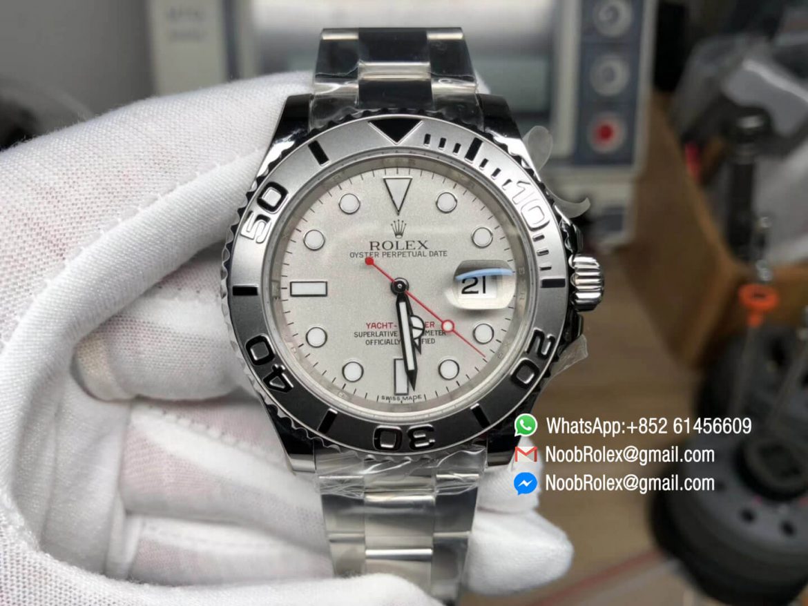 Yacht Master 116622 GM Factory 904L Steel Best Edition Silver Dial Red Hand on Steel Bracelet Asian 2824 Movement 01