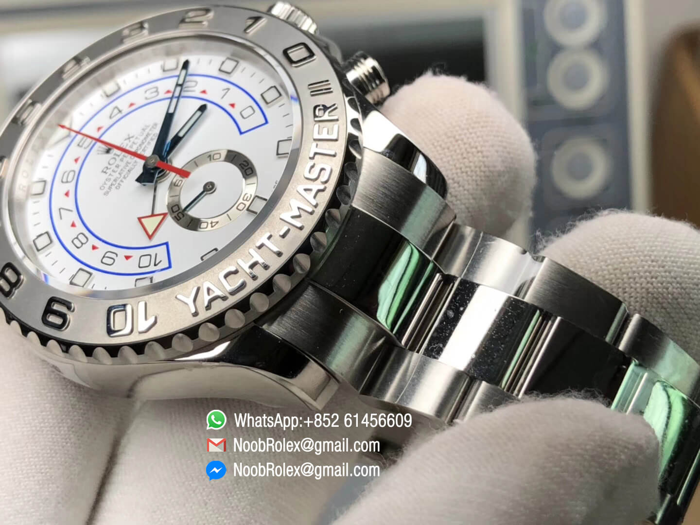 Yacht Master II 116689 Stainless Steel Case White Dial Red Chrono Hand and Second Subdial on Steel Bracelet A7750 JF Top Replica Best Edition 07