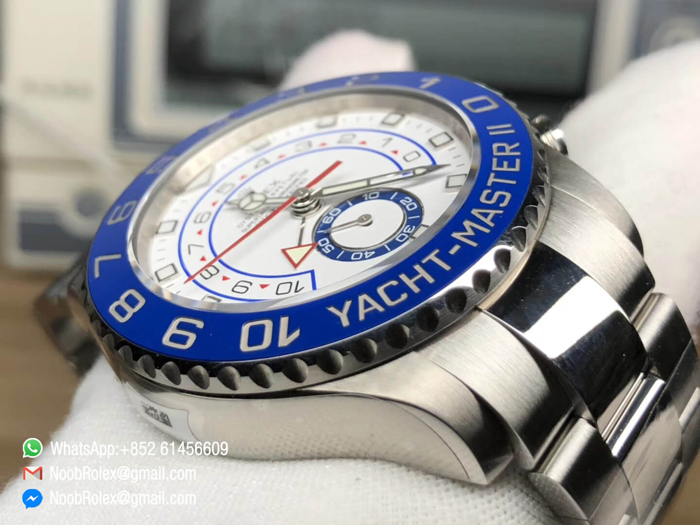 Yacht Master II 2017 baselworld 116680 Stainless Steel Case Blue Ceramic Bezel Silver Hand on Steel Bracelet A7750 JF Best Quality Top Replica 06