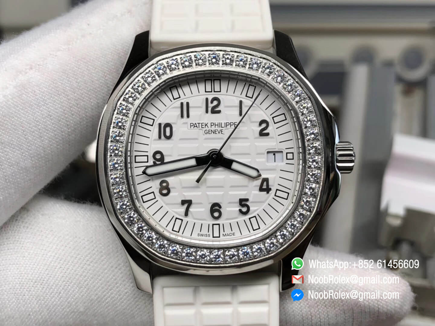 Aquanaut 5067A Stainless Steel Case wtih White Textured Dial on White Rubber Strap AE23 PPF Best Edition 02