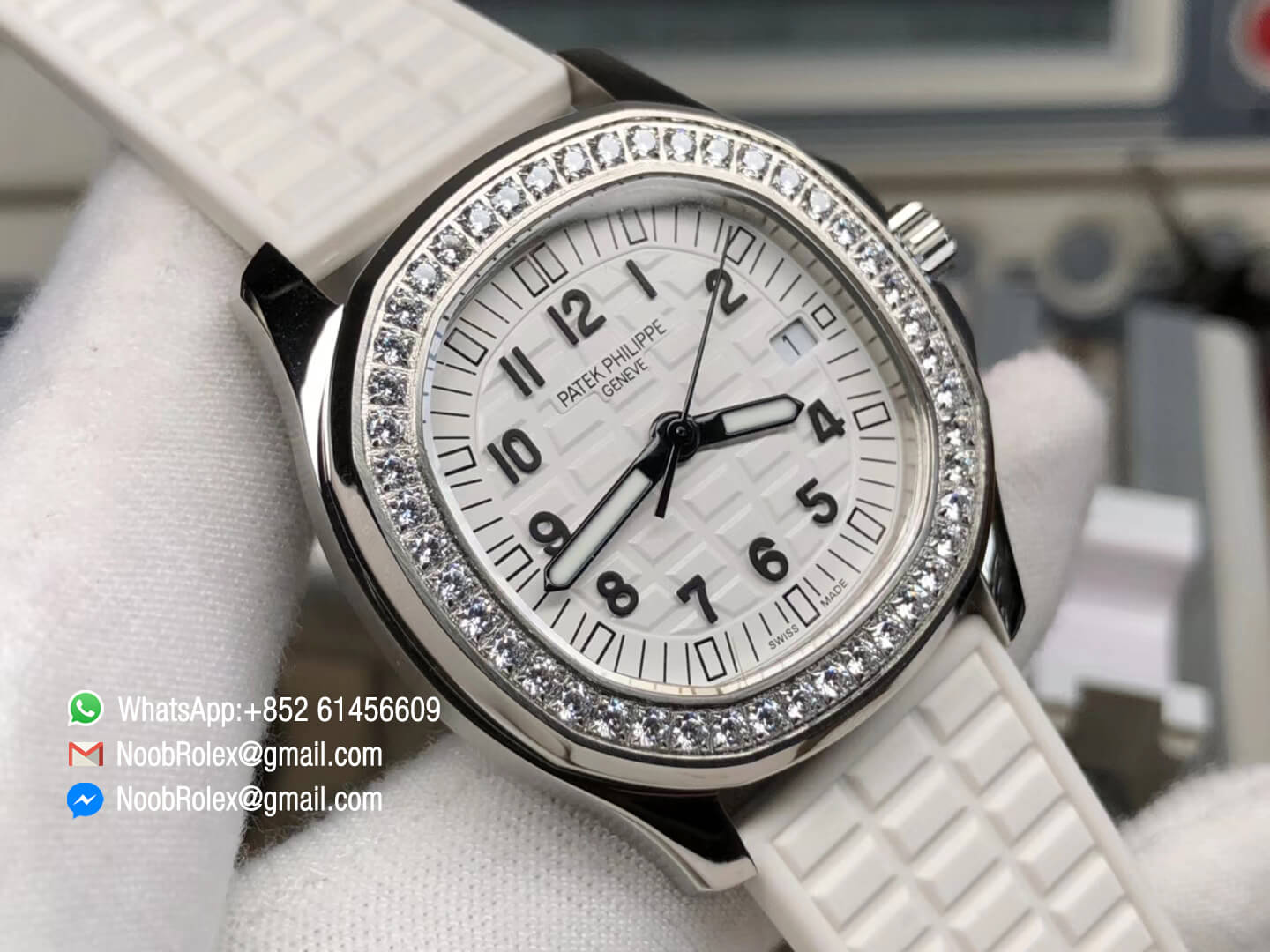 Aquanaut 5067A Stainless Steel Case wtih White Textured Dial on White Rubber Strap AE23 PPF Best Edition 03