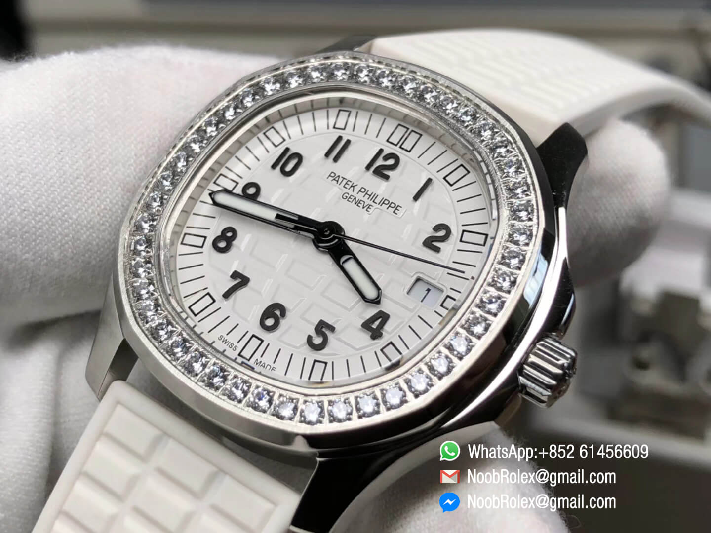 Aquanaut 5067A Stainless Steel Case wtih White Textured Dial on White Rubber Strap AE23 PPF Best Edition 05