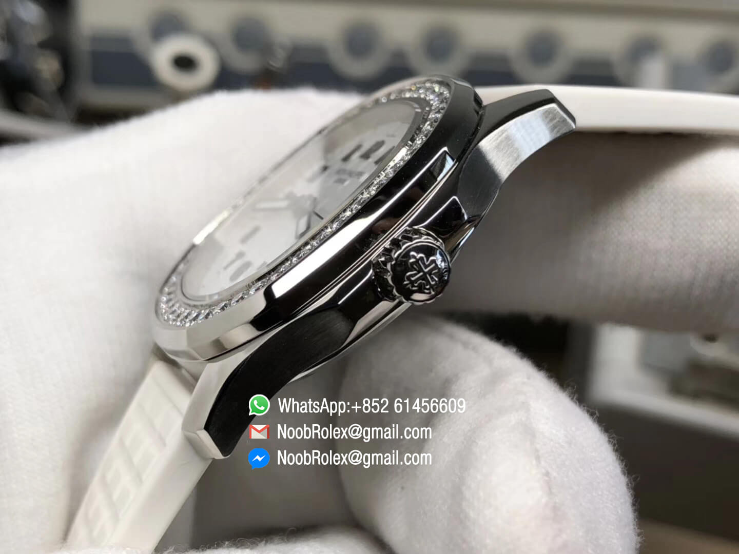 Aquanaut 5067A Stainless Steel Case wtih White Textured Dial on White Rubber Strap AE23 PPF Best Edition 06