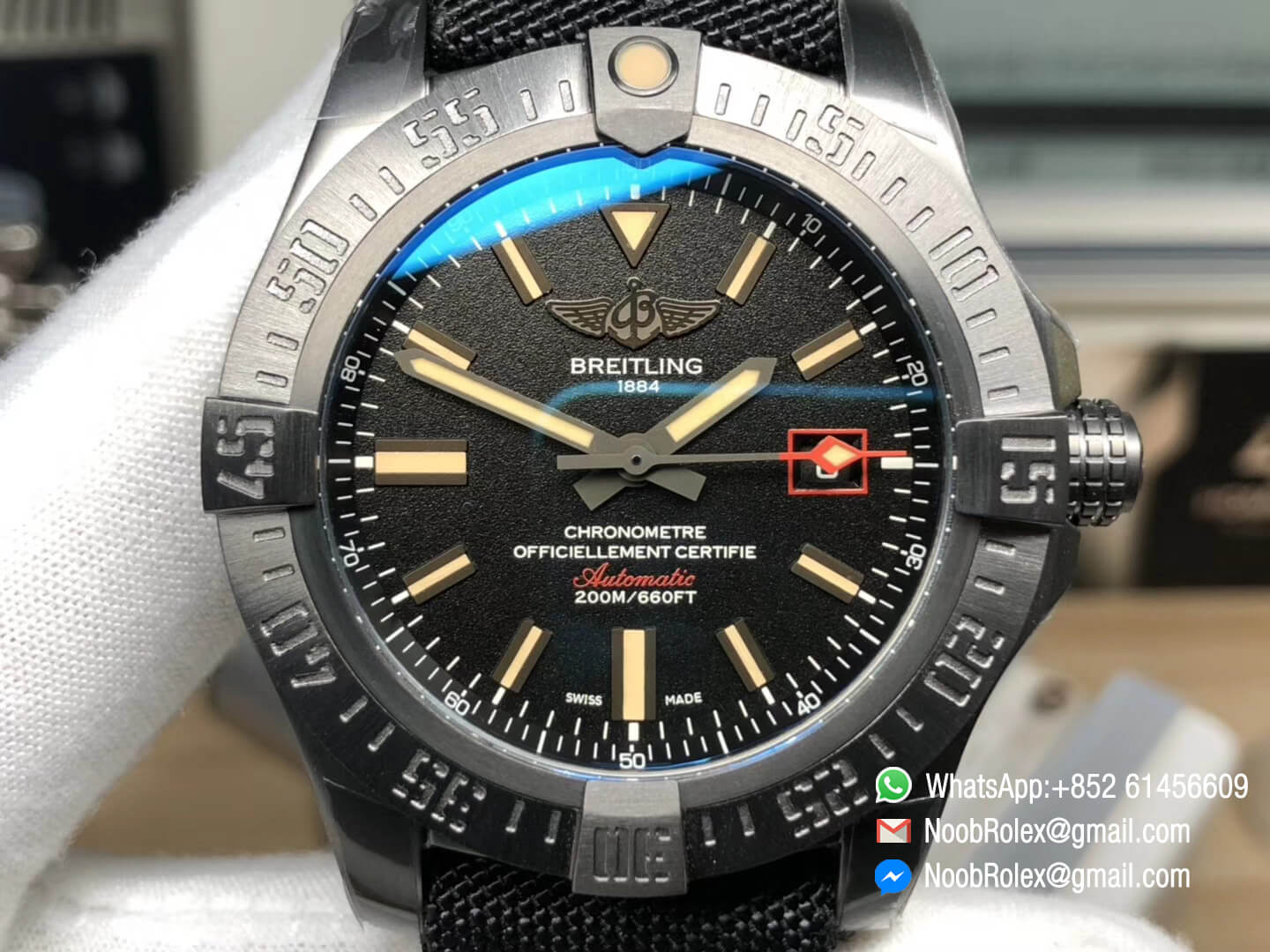 Avenger BlackBird 44mm DLC Titanium Case Black Dial on Gray Nylon Strap Asian Clone 2824 ZF Best Quality 02