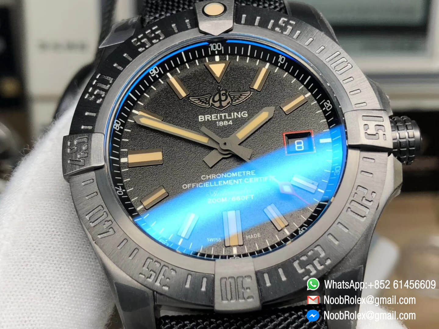 Avenger BlackBird 44mm DLC Titanium Case Black Dial on Gray Nylon Strap Asian Clone 2824 ZF Best Quality 05