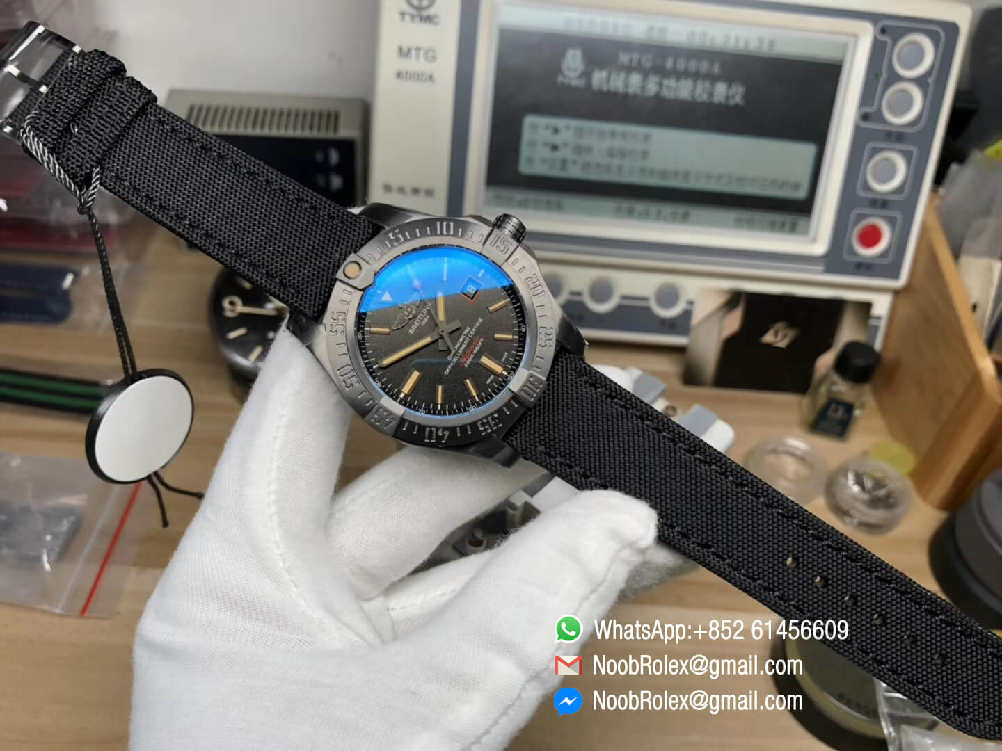 Avenger BlackBird 44mm DLC Titanium Case Black Dial on Gray Nylon Strap Asian Clone 2824 ZF Best Quality 09