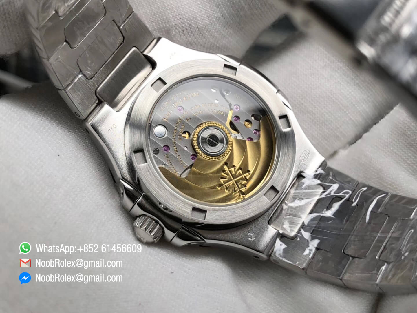 Nautilus Jumbo Ladies Watch 7021 Steel Case Full Paved Diamonds on Diamonds Plated Steel Bracelet MIYOTA 9015 Movement 08