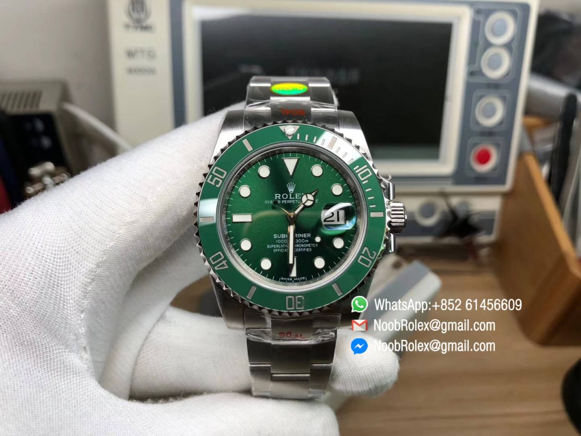 Noob V10 Hulk Submariner Ref 116610LV Green Dial with Clean Green Ceramic Bezel 904L Stainless Steel Case and Bracelet SA3135 Movement 01