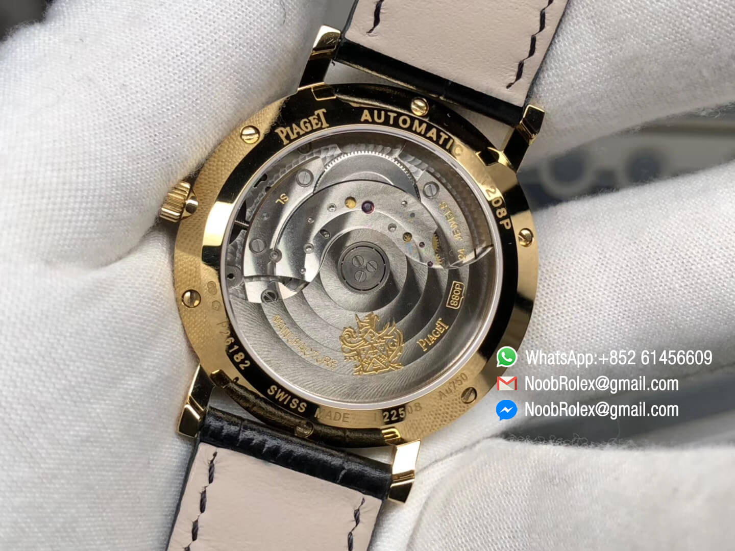 Piaget Altiplano Watch Yello Gold Case Black Dial with Diamonds Bezel on Black Leather Strap MIYOTA 9015 OX Factory Best Edition 07