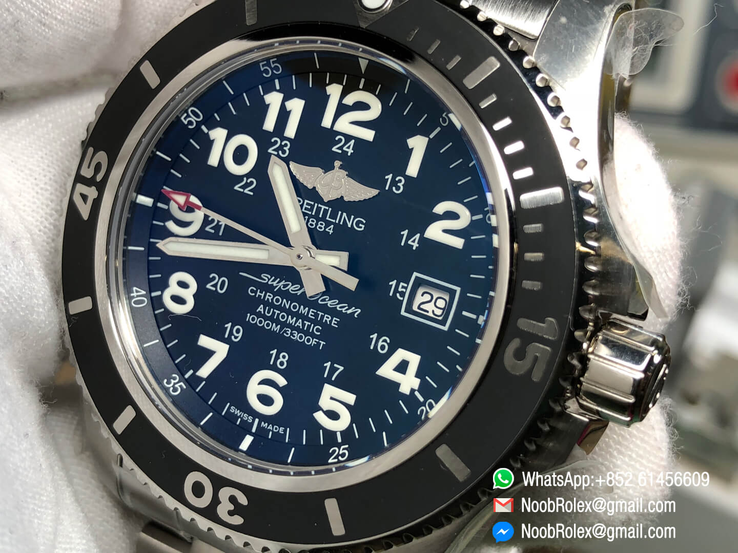 SuperOcean II Watch A17392D7 BD68 162A 44mm Black Dial on Stainless Steel Bracelet A2824 GF Top Clone 05