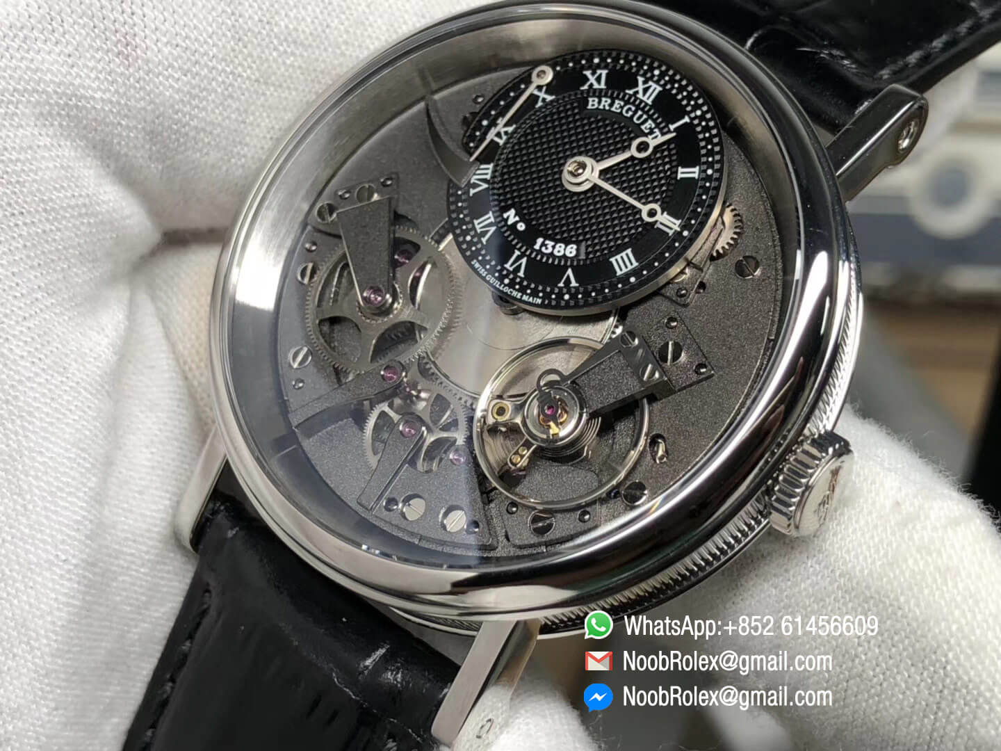 Tradition 7057BB G9 9W6 Steel Case Black Skeleton Dial On Black Leather Strap A507 Super Clone Quality Best Edition 05