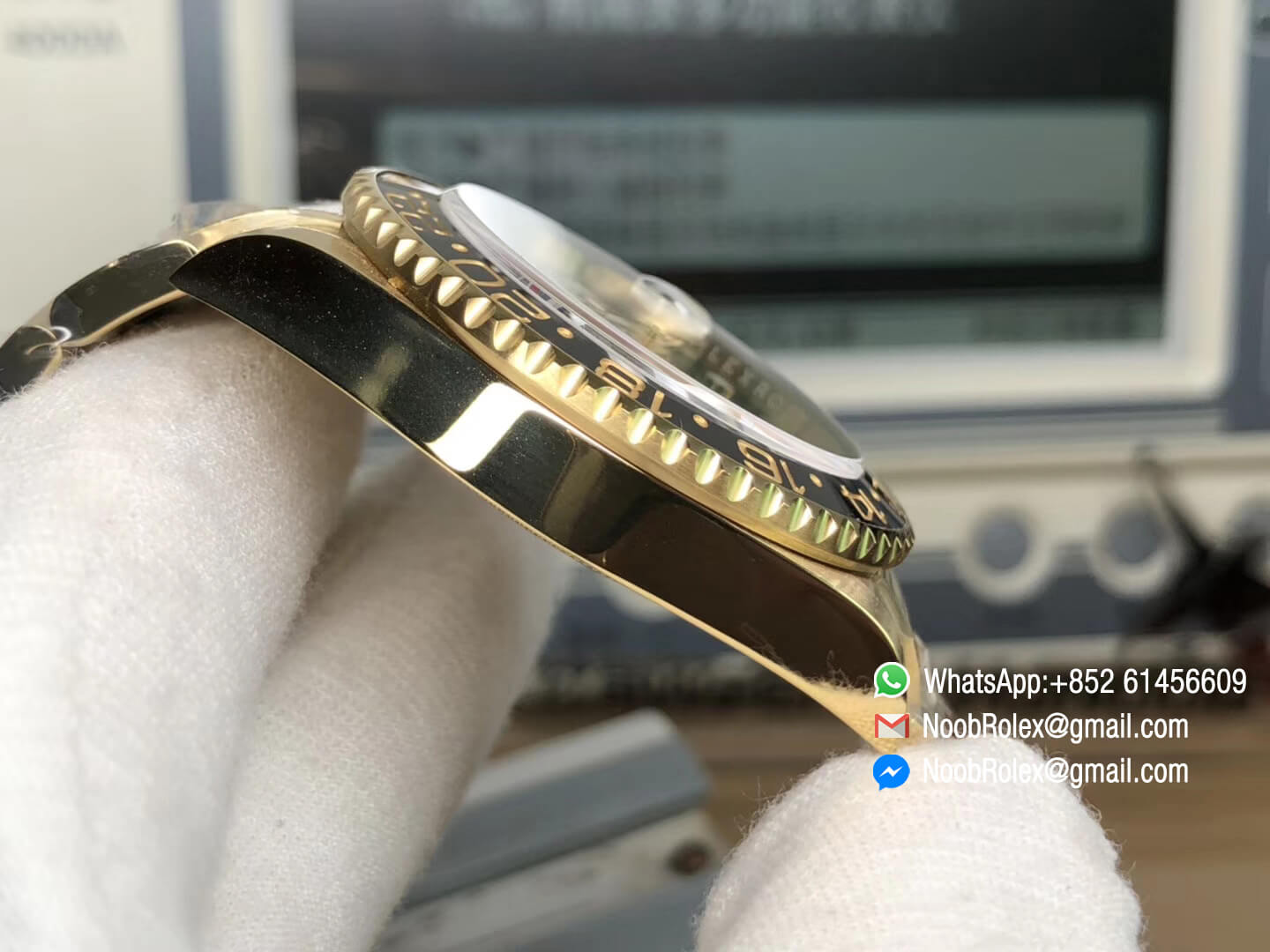 GM Factory GMT Master II 116718LN Plated Yellow Gold on 904L Steel Case and Green Dial with A3285 Correct Hand Stack 06