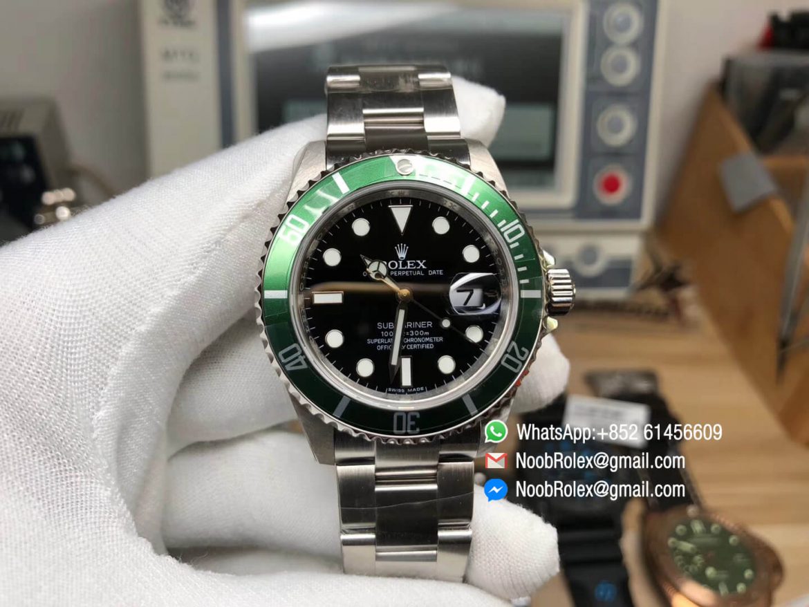 JF Best Vintage Rolex Submariner 16610LV Green Metal Bezel Black Dial on Stainless Steel Case Bracelet SH3135 Movement 01