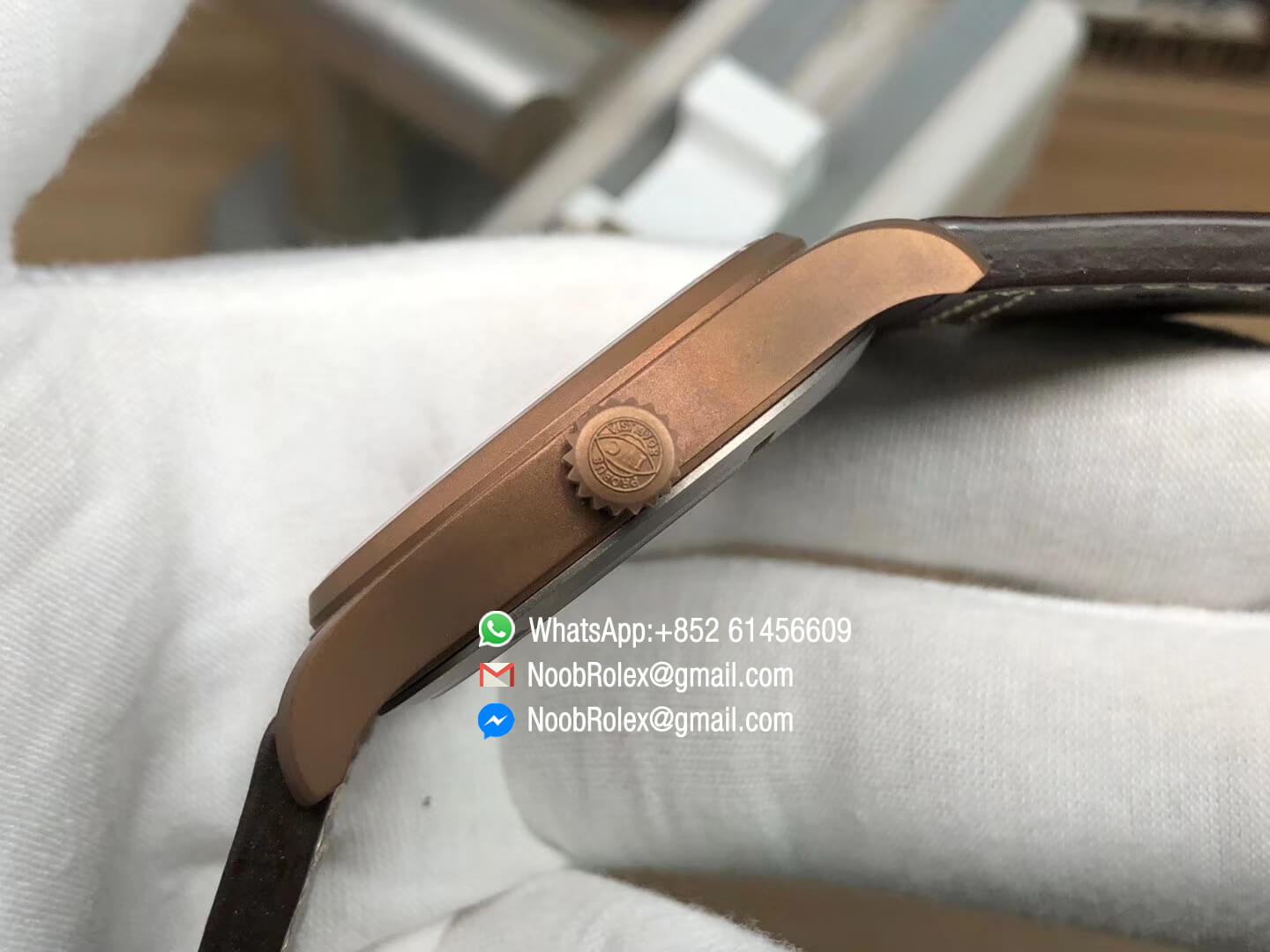 MKF Best Replica IWC IW326802 Spitfire Automatic Bronze Case Green Dial on Brown Leather Strap MIYOTA 9015 06