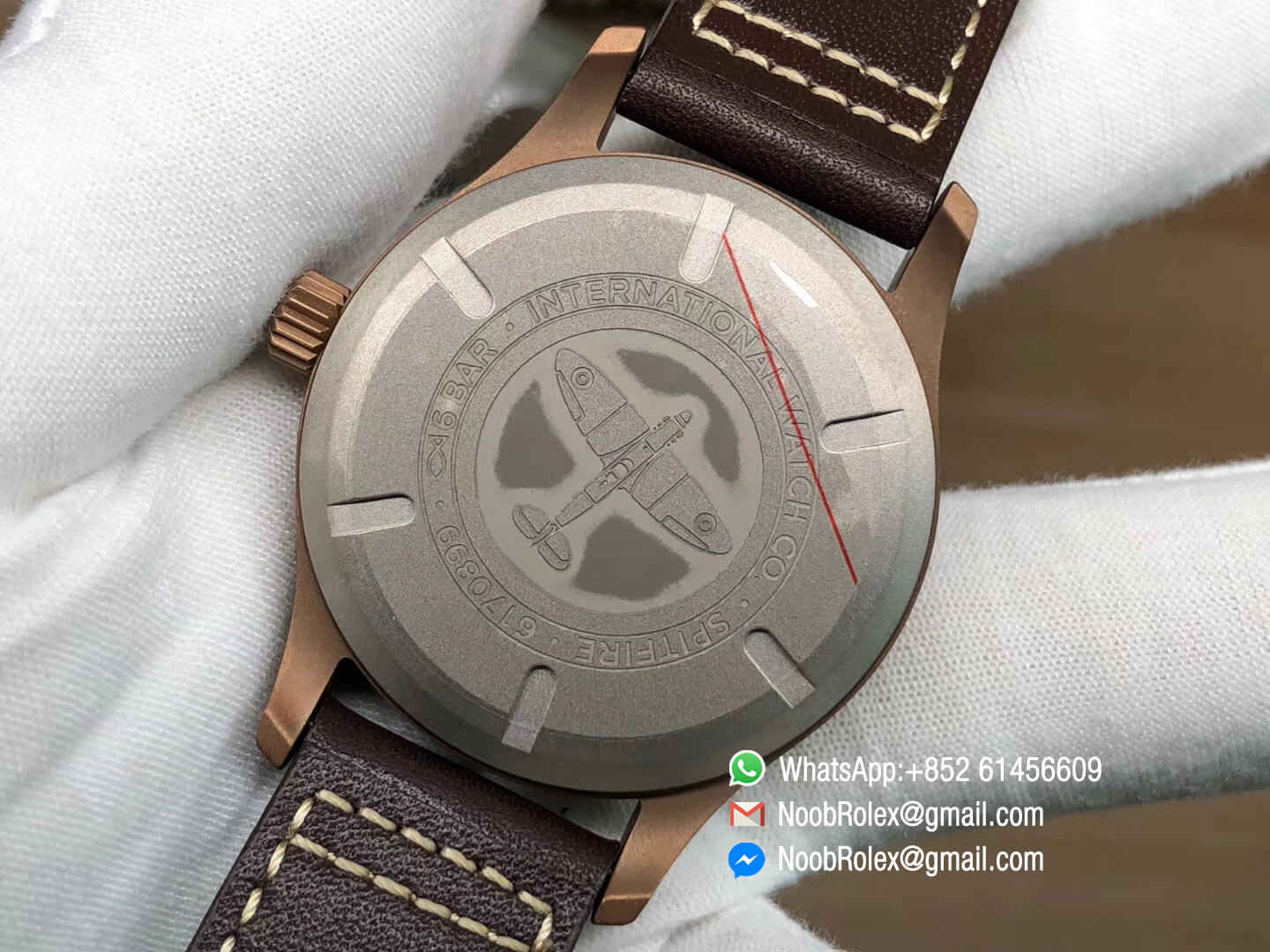 MKF Best Replica IWC IW326802 Spitfire Automatic Bronze Case Green Dial on Brown Leather Strap MIYOTA 9015 07