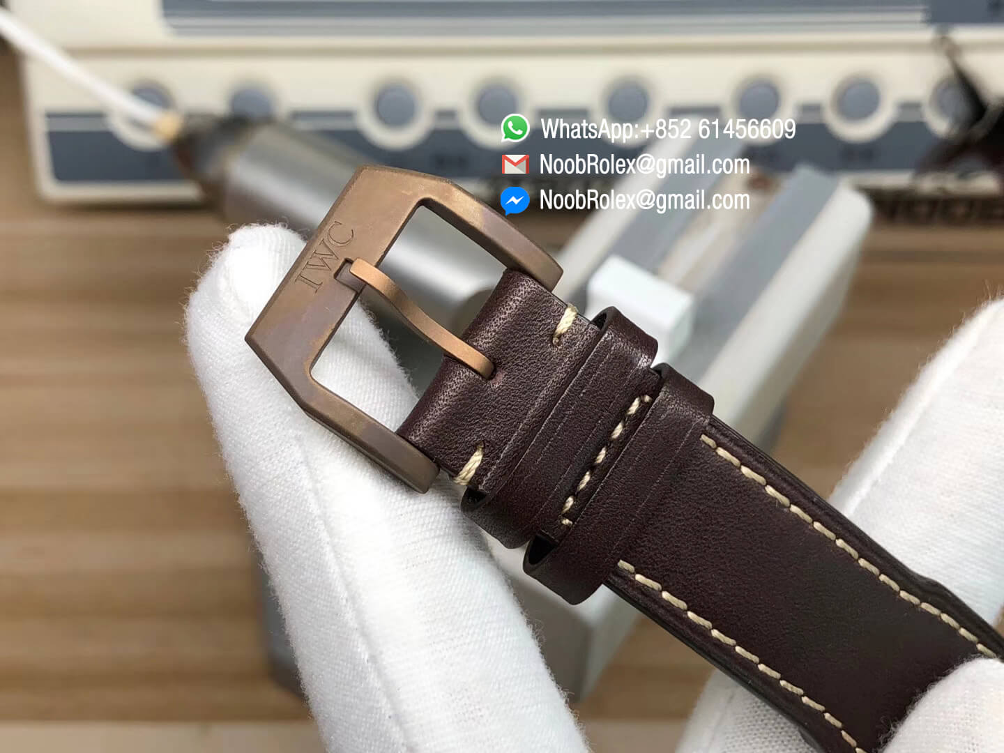 MKF Best Replica IWC IW326802 Spitfire Automatic Bronze Case Green Dial on Brown Leather Strap MIYOTA 9015 08