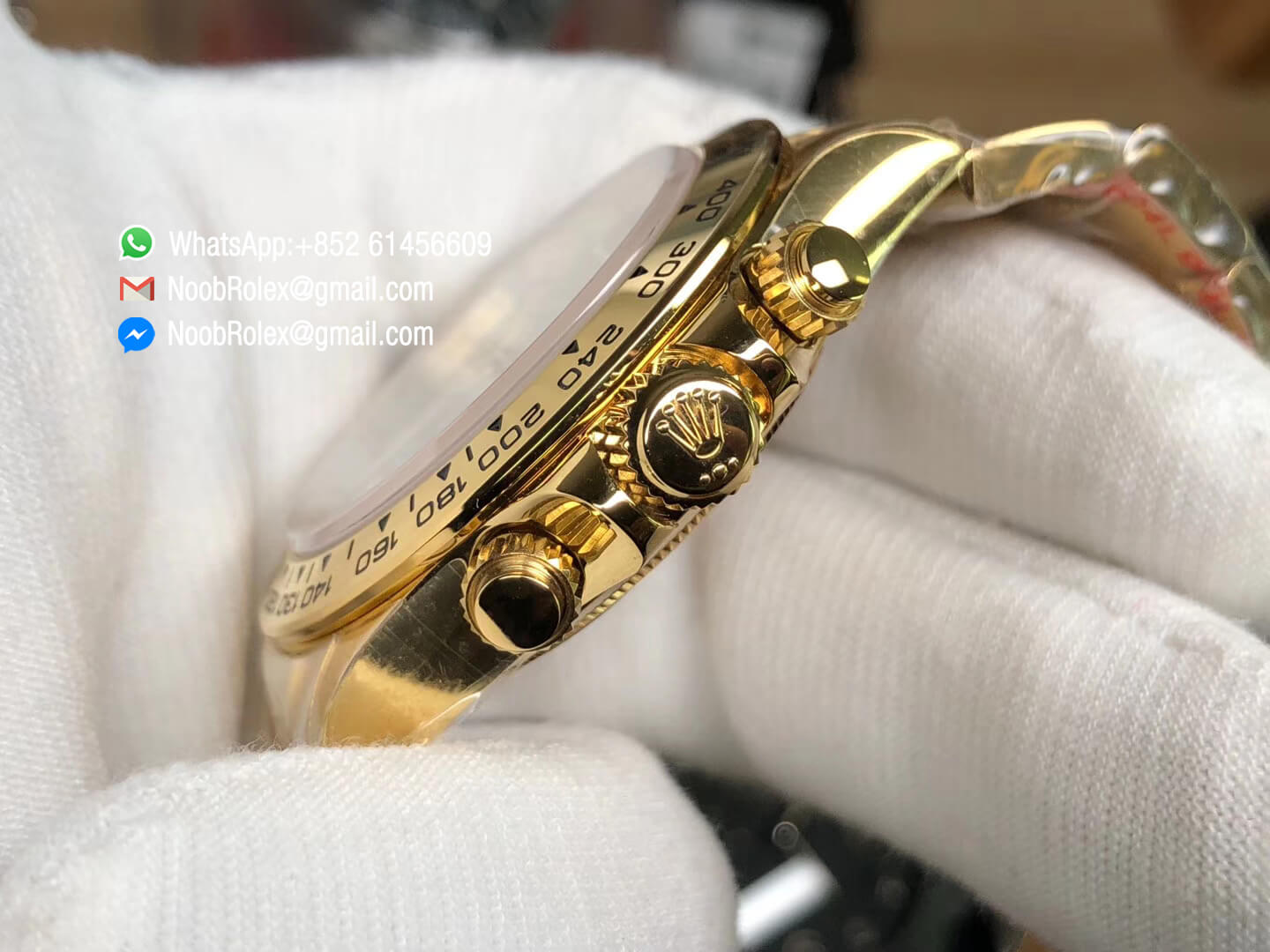 Noob Watch Daytona 116508 SA4130 V3 Plated 18K Yellow Gold on 904L Steel Case and Bracelet Green Dial Real Chrono Function Thickness Same as Gen 06